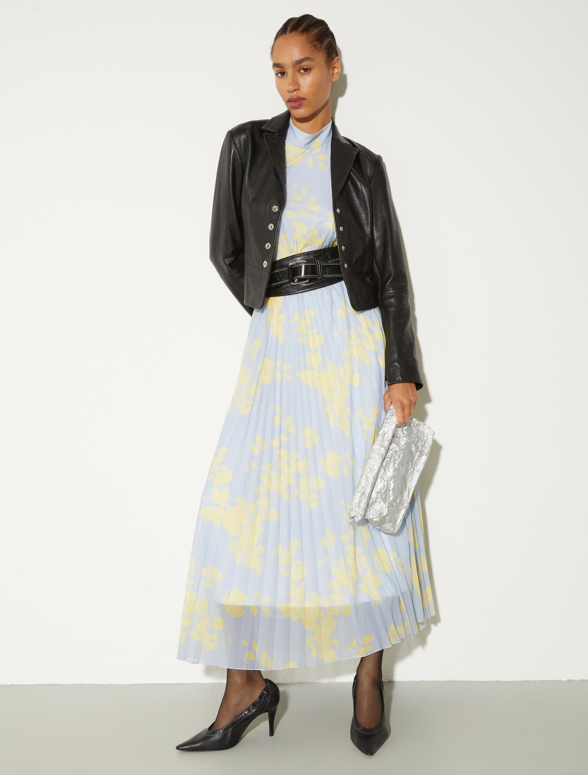 Pleated jersey halterneck dress - DUST BLUE - MAX&Co. - 4