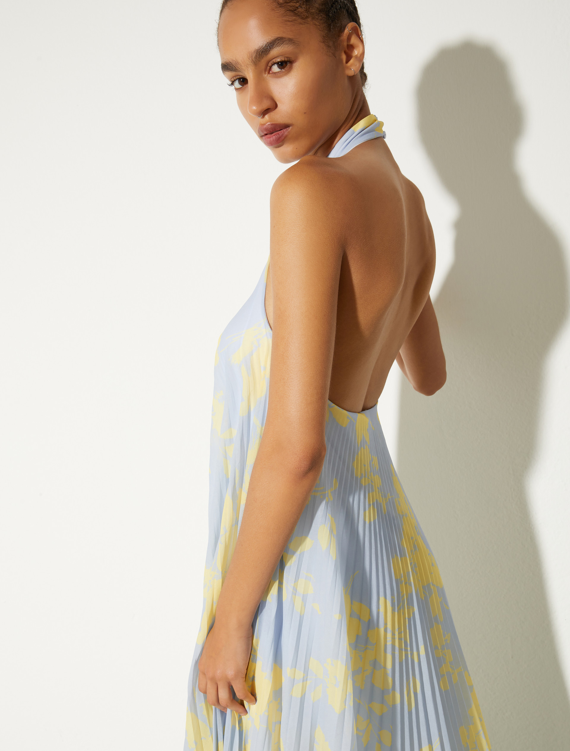 Pleated jersey halterneck dress - DUST BLUE - MAX&Co. - 6