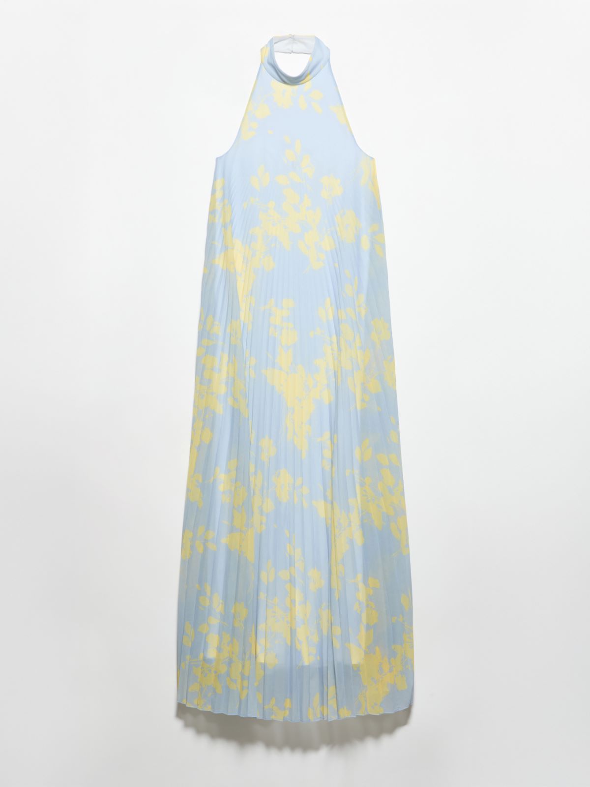 Pleated jersey halterneck dress - DUST BLUE - MAX&Co. - 5