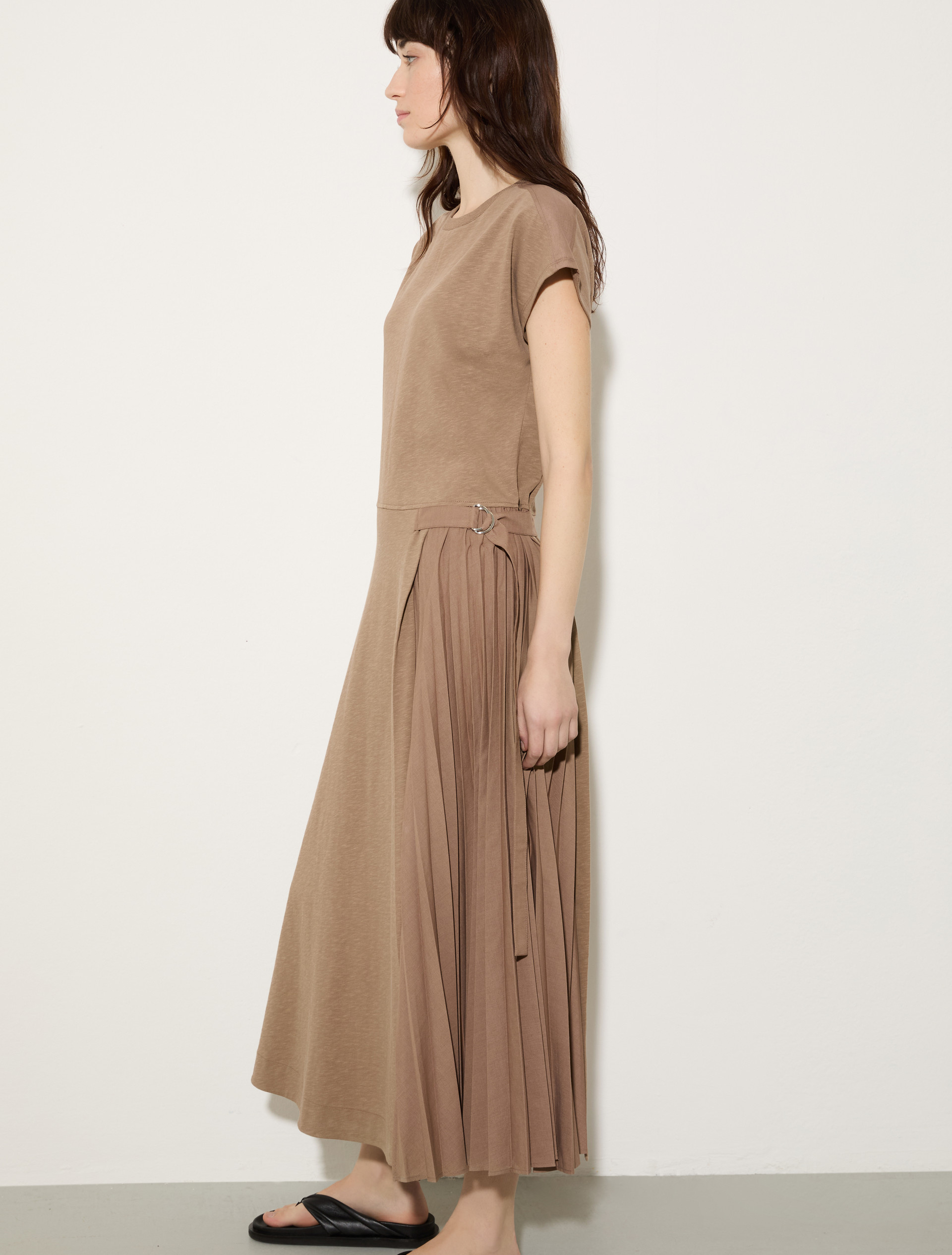 Cotton and linen jersey dress, mud | MAX&Co. Cotton and linen jersey dress - MUD - MAX&Co. - 3