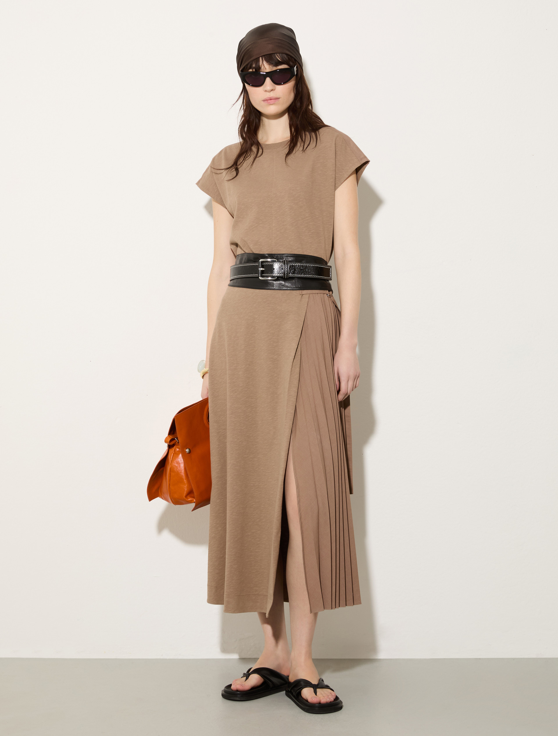 Cotton and linen jersey dress, mud | MAX&Co. Cotton and linen jersey dress - MUD - MAX&Co. - 4