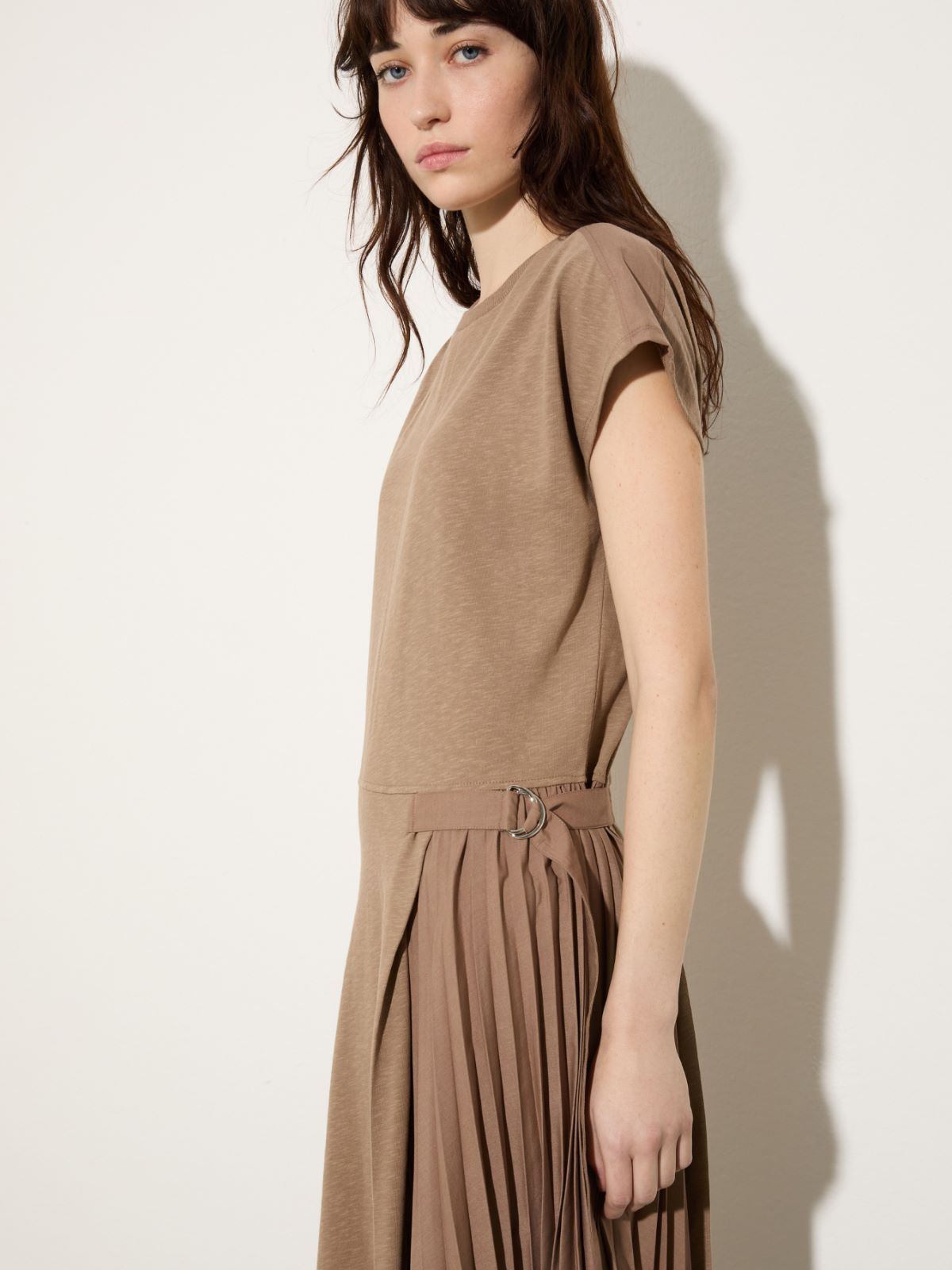 Cotton and linen jersey dress, mud | MAX&Co. Cotton and linen jersey dress - MUD - MAX&Co. - 6