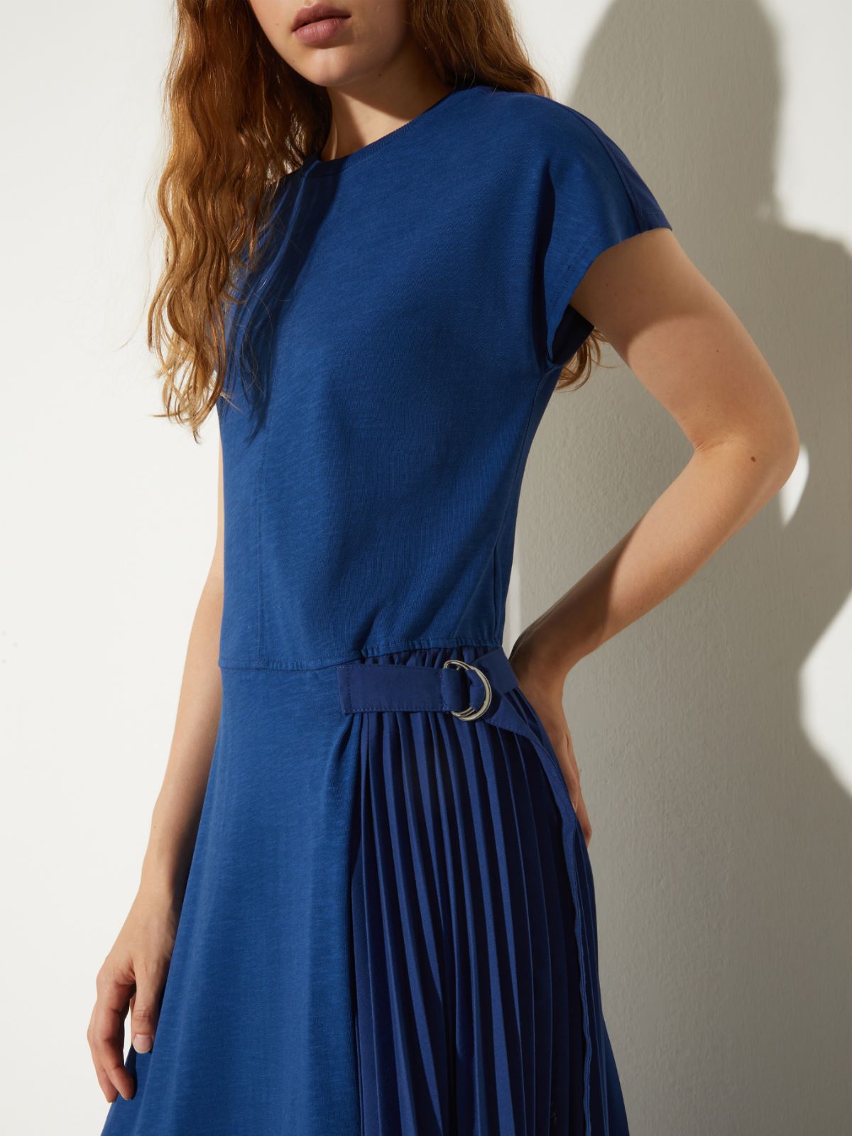 Cotton and linen jersey dress, navy | MAX&Co. Cotton and linen jersey dress - NAVY - MAX&Co. - 3