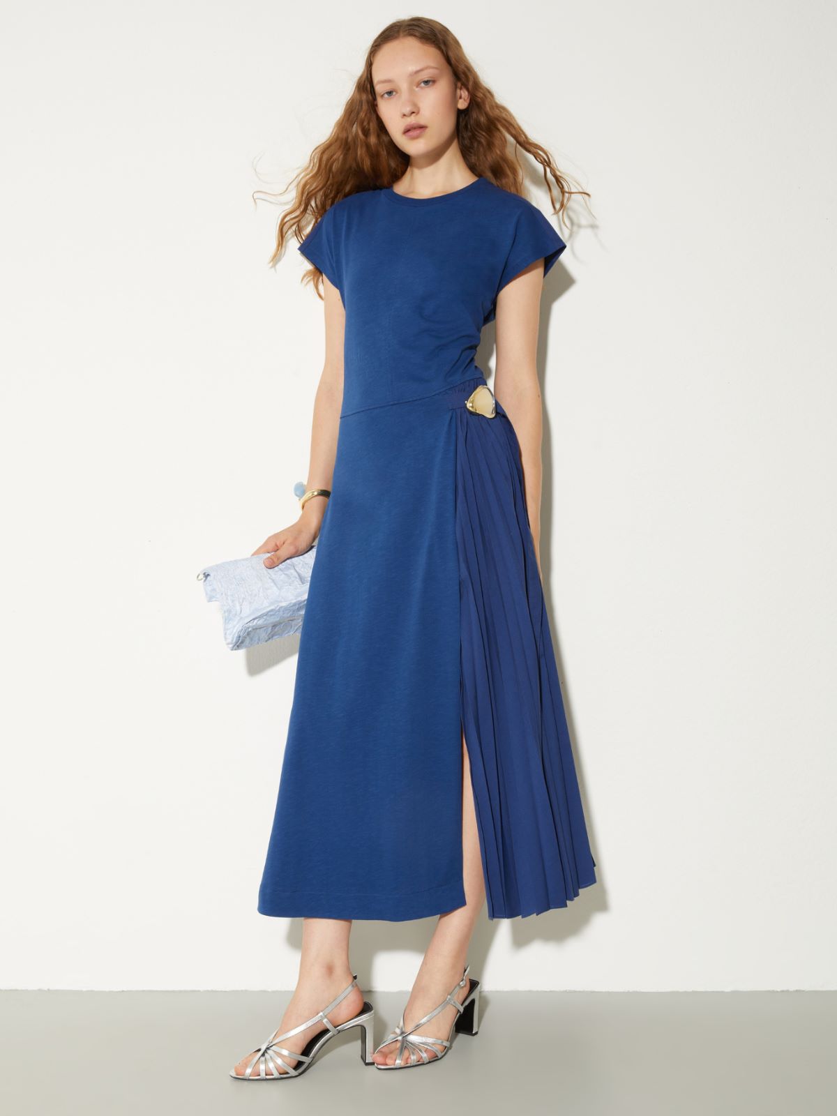 Cotton and linen jersey dress, navy | MAX&Co. Cotton and linen jersey dress - NAVY - MAX&Co. - 4