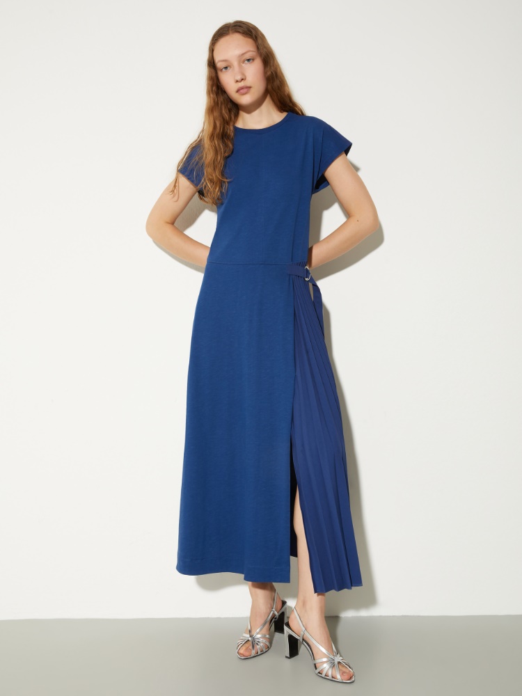 Cotton and linen jersey dress - NAVY - MAX&Co.