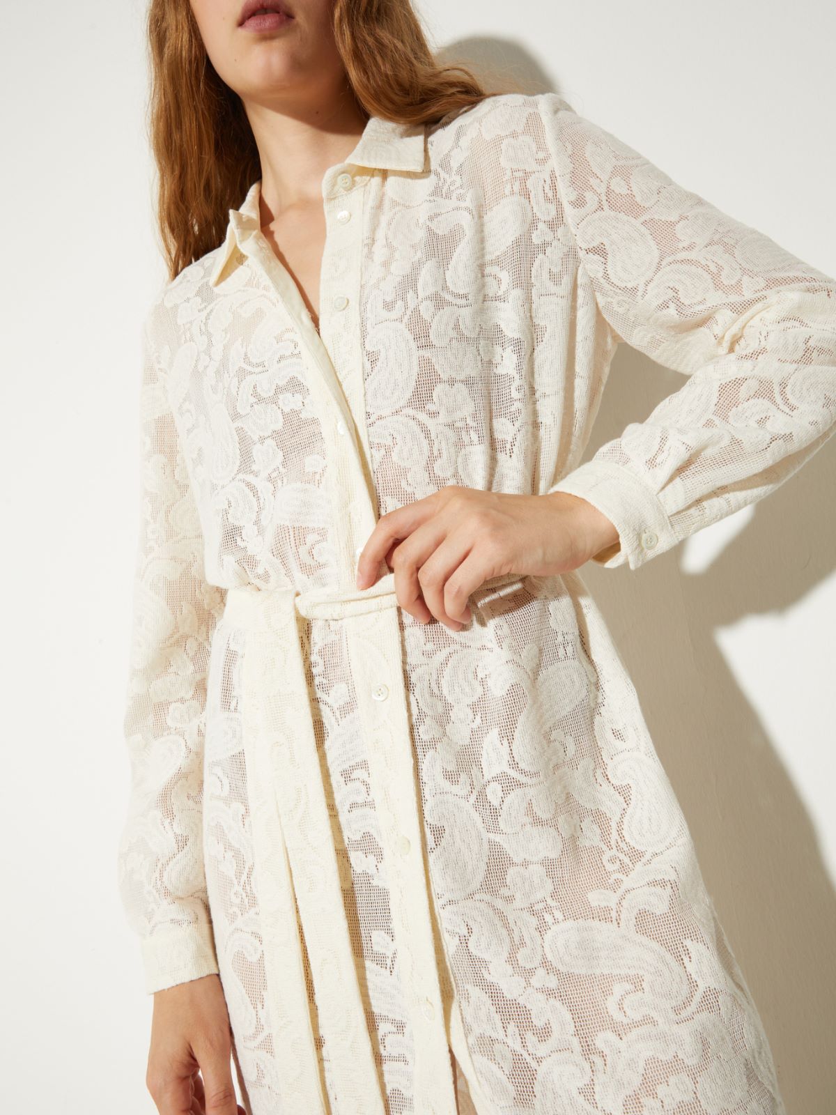 Lacy jersey shirt dress, milk | MAX&Co. Lacy jersey shirt dress - MILK - MAX&Co. - 3
