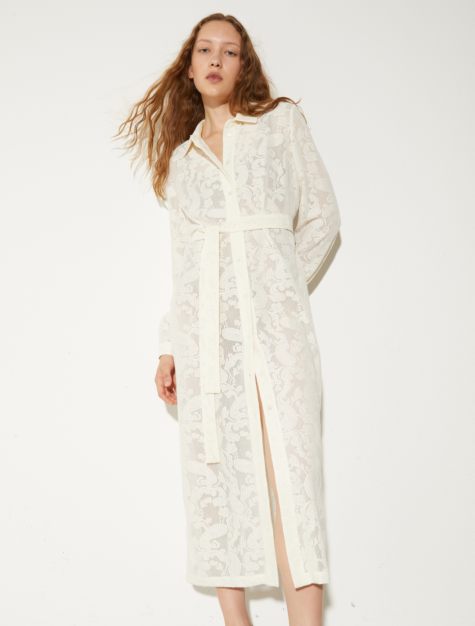 Lacy jersey shirt dress, milk | MAX&Co. Lacy jersey shirt dress - MILK - MAX&Co.
