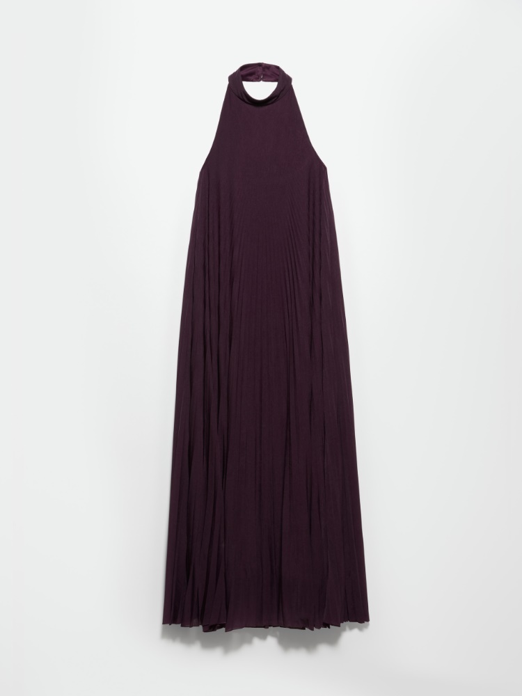 Pleated jersey halterneck dress - AUBERGINE - MAX&Co.