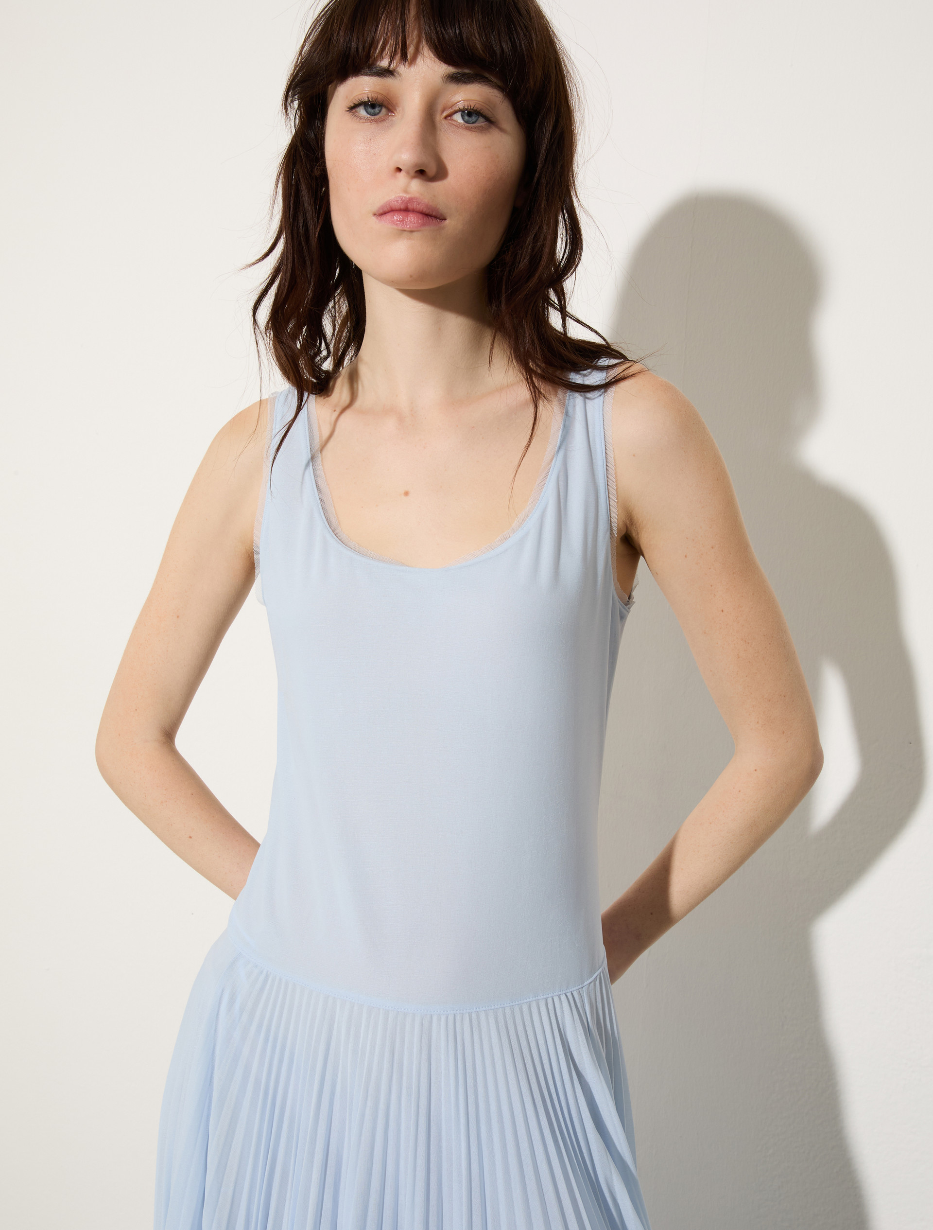 Pleated jersey long dress, light blue | MAX&Co. Pleated jersey long dress - LIGHT BLUE - MAX&Co. - 3