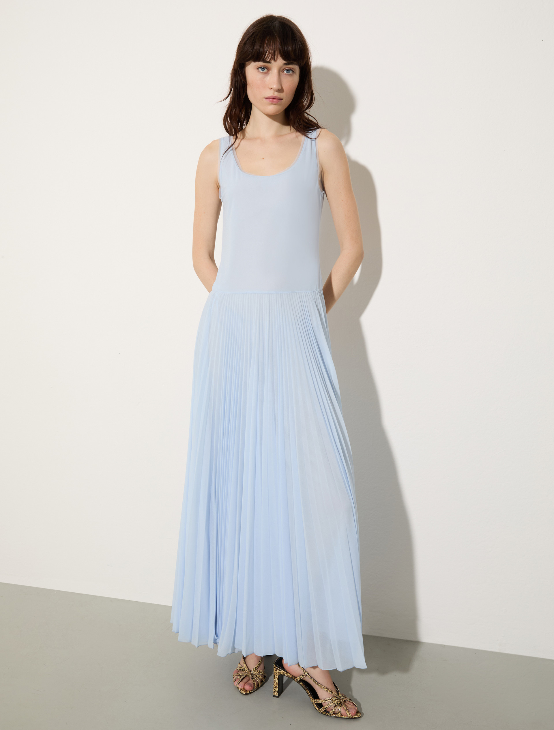Pleated jersey long dress, light blue | MAX&Co. Pleated jersey long dress - LIGHT BLUE - MAX&Co.