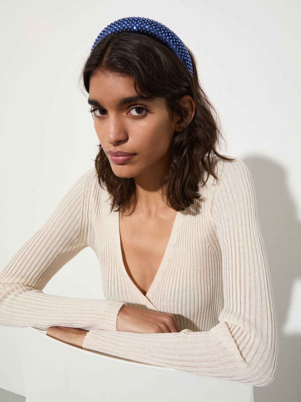 Serre-tête en satin avec strass, bleu | MAX&Co. Serre-tête en satin avec strass - BLEU - MAX&Co. - 3