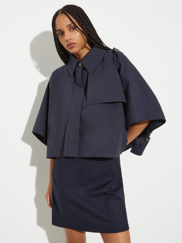 Water-repellent cotton cape - NAVY - MAX&Co.