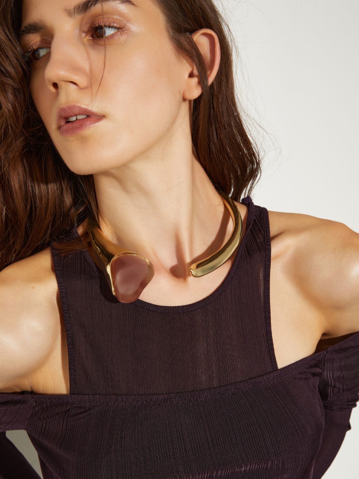 Metal and resin choker - CHOCOLATE - MAX&Co. - 3