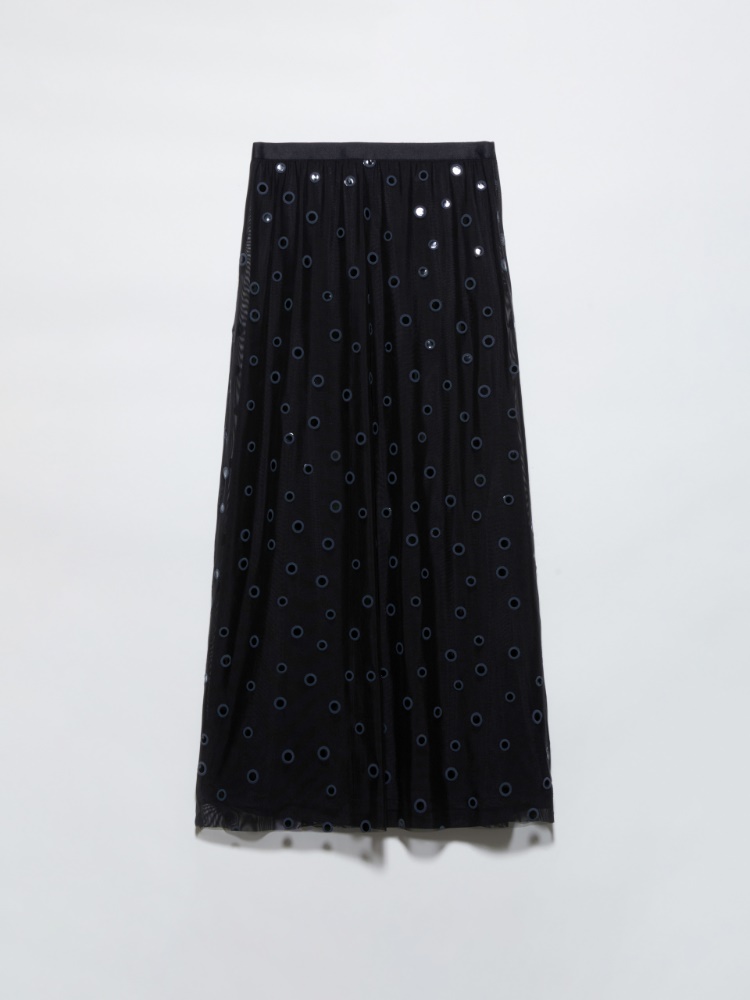 Polka-dot tulle-jersey skirt - BLACK - MAX&Co.
