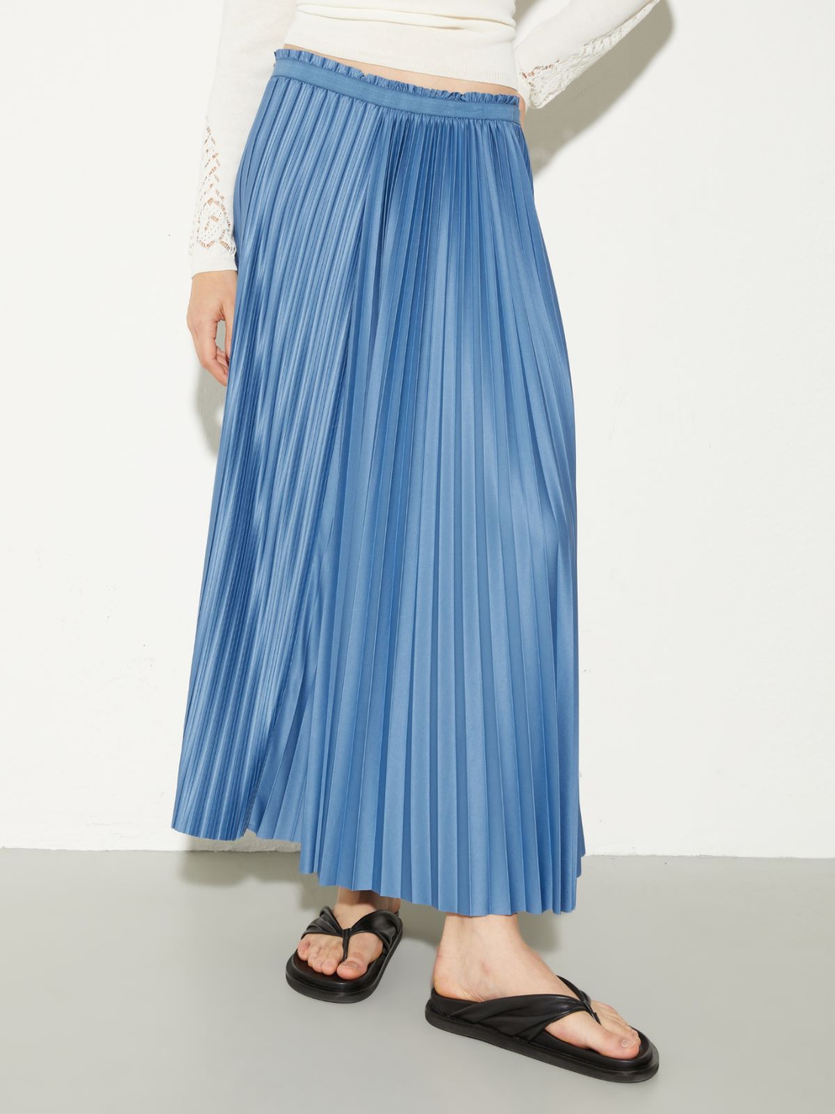 Pleated jersey skirt - SKY BLUE - MAX&Co.