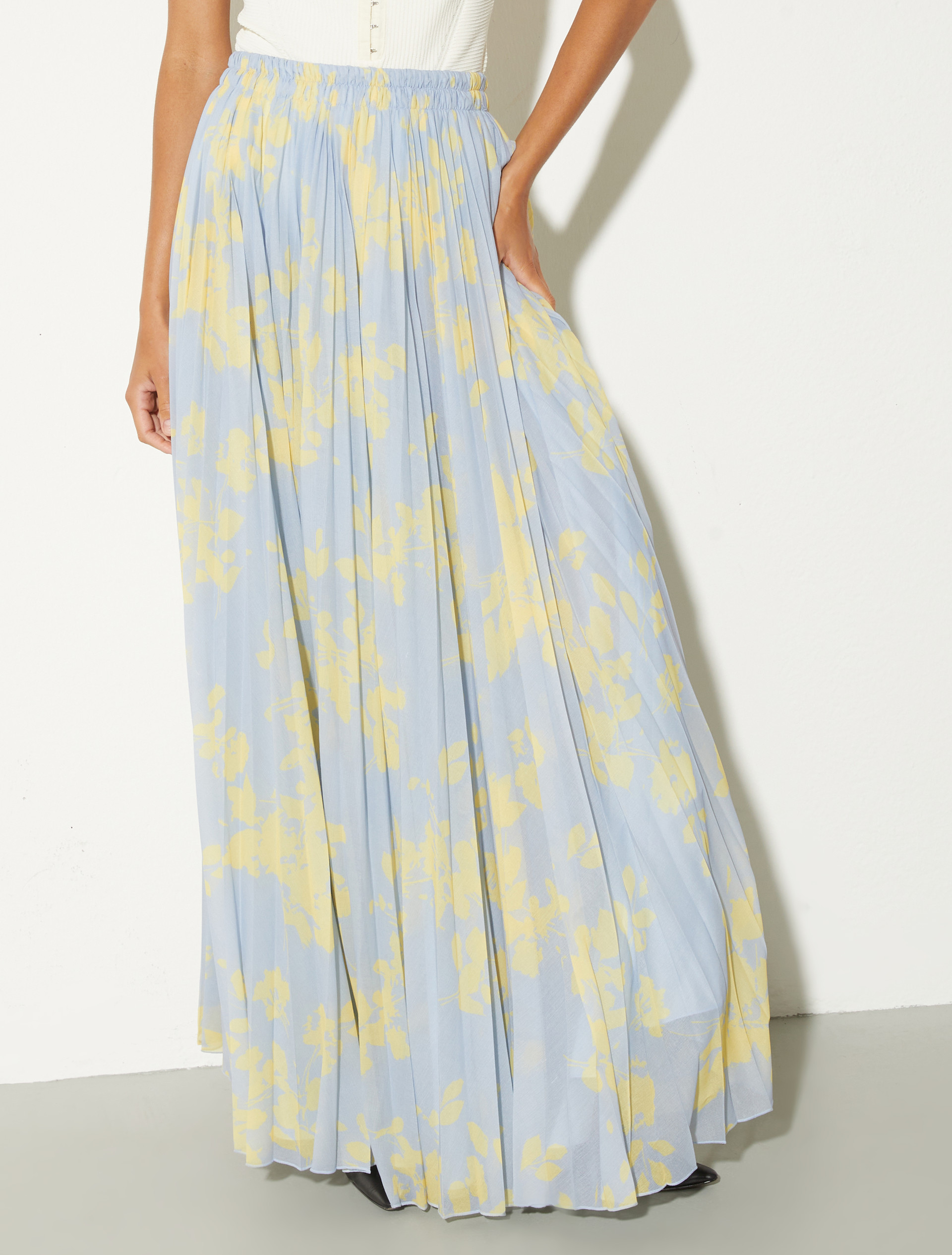 Pleated jersey circle skirt, dust blue | MAX&Co. Pleated jersey circle skirt - DUST BLUE - MAX&Co.