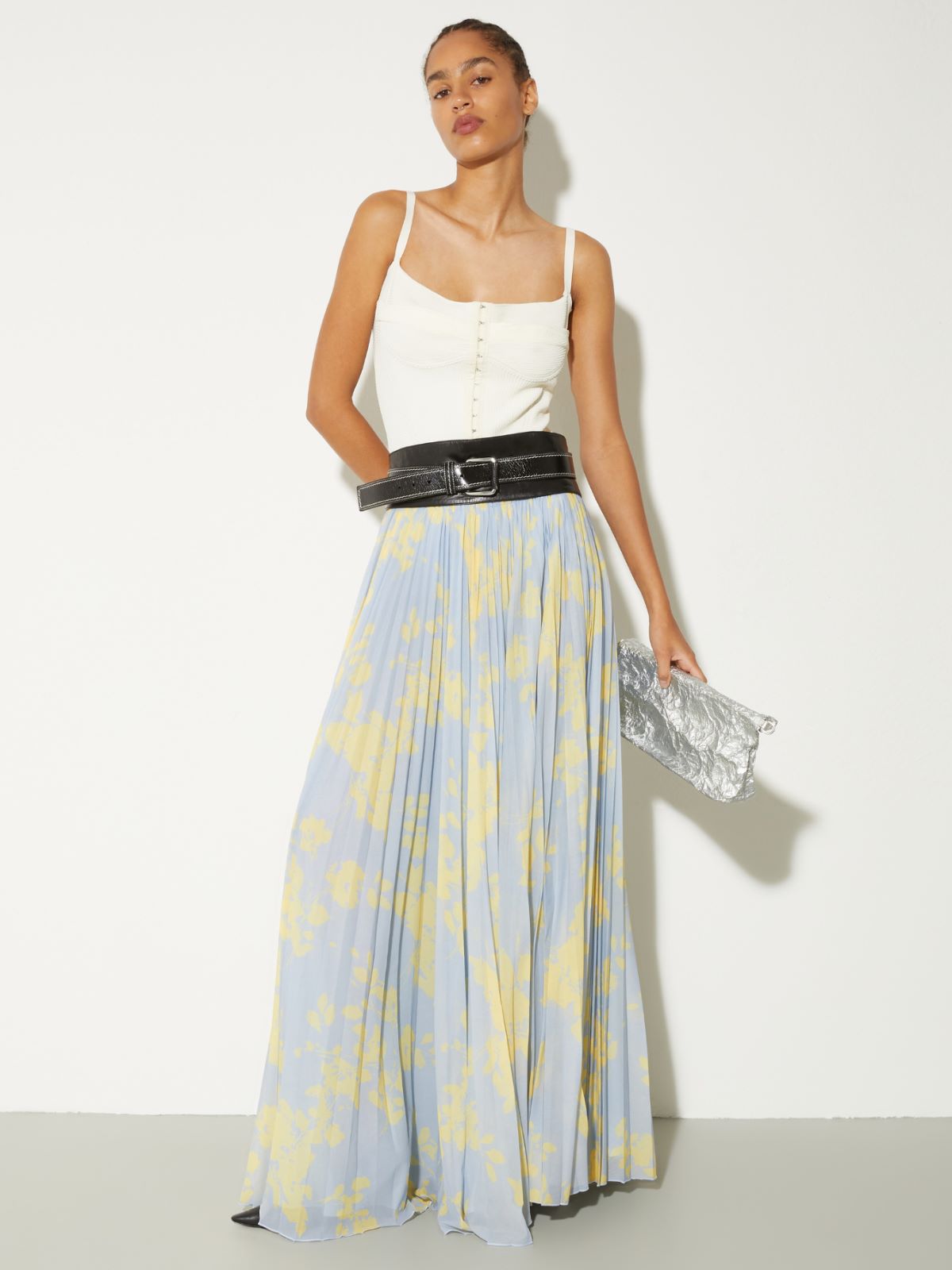 Pleated jersey circle skirt, dust blue | MAX&Co. Pleated jersey circle skirt - DUST BLUE - MAX&Co. - 4
