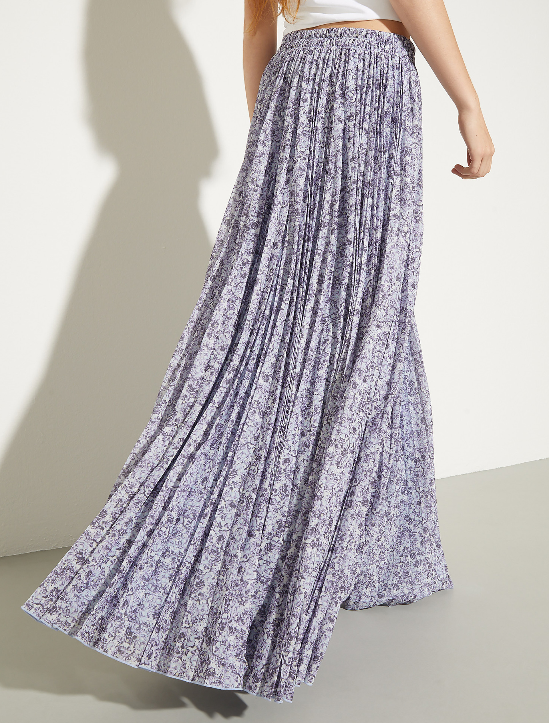 Pleated jersey circle skirt - AUBERGINE - MAX&Co. - 2