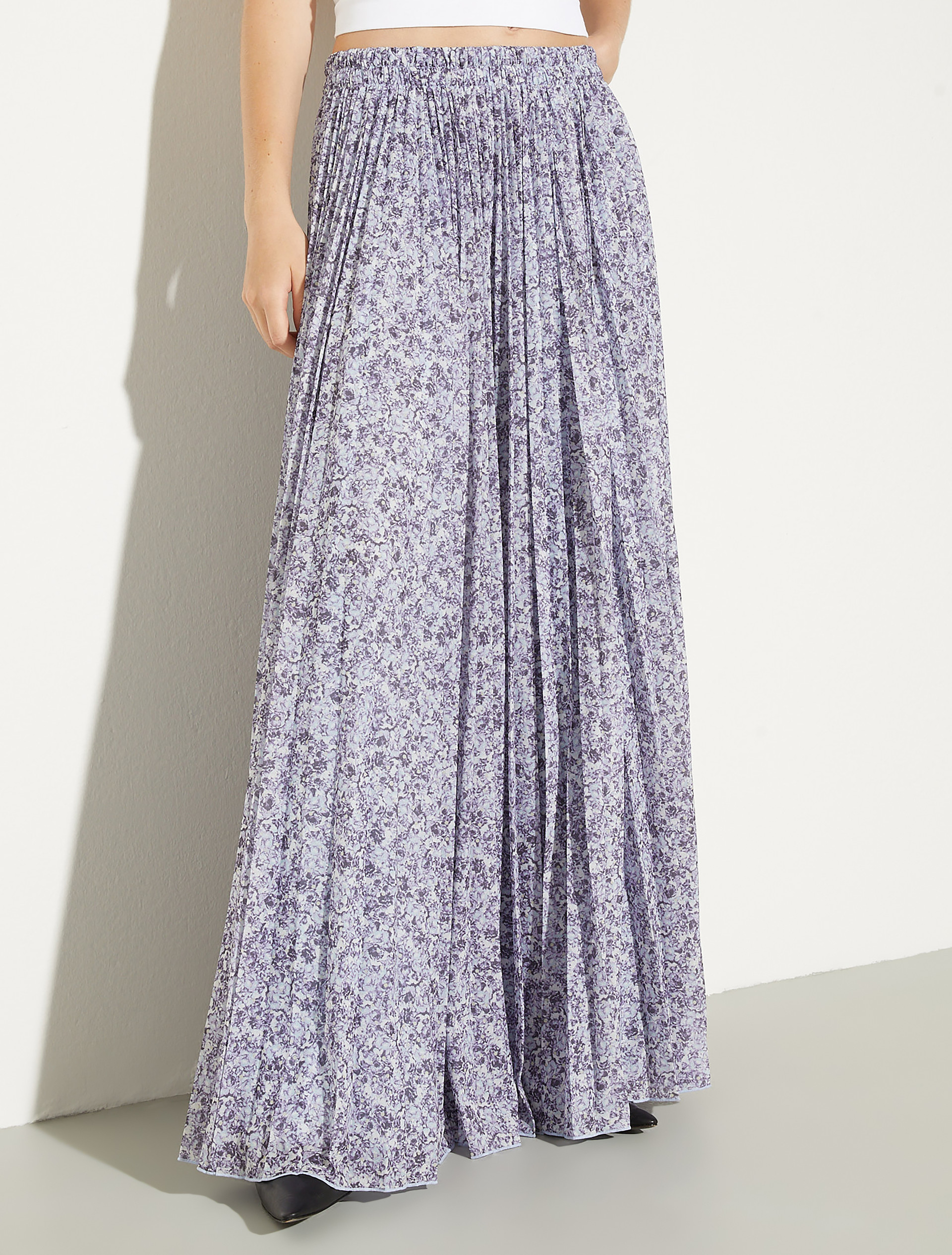 Pleated jersey circle skirt - AUBERGINE - MAX&Co.