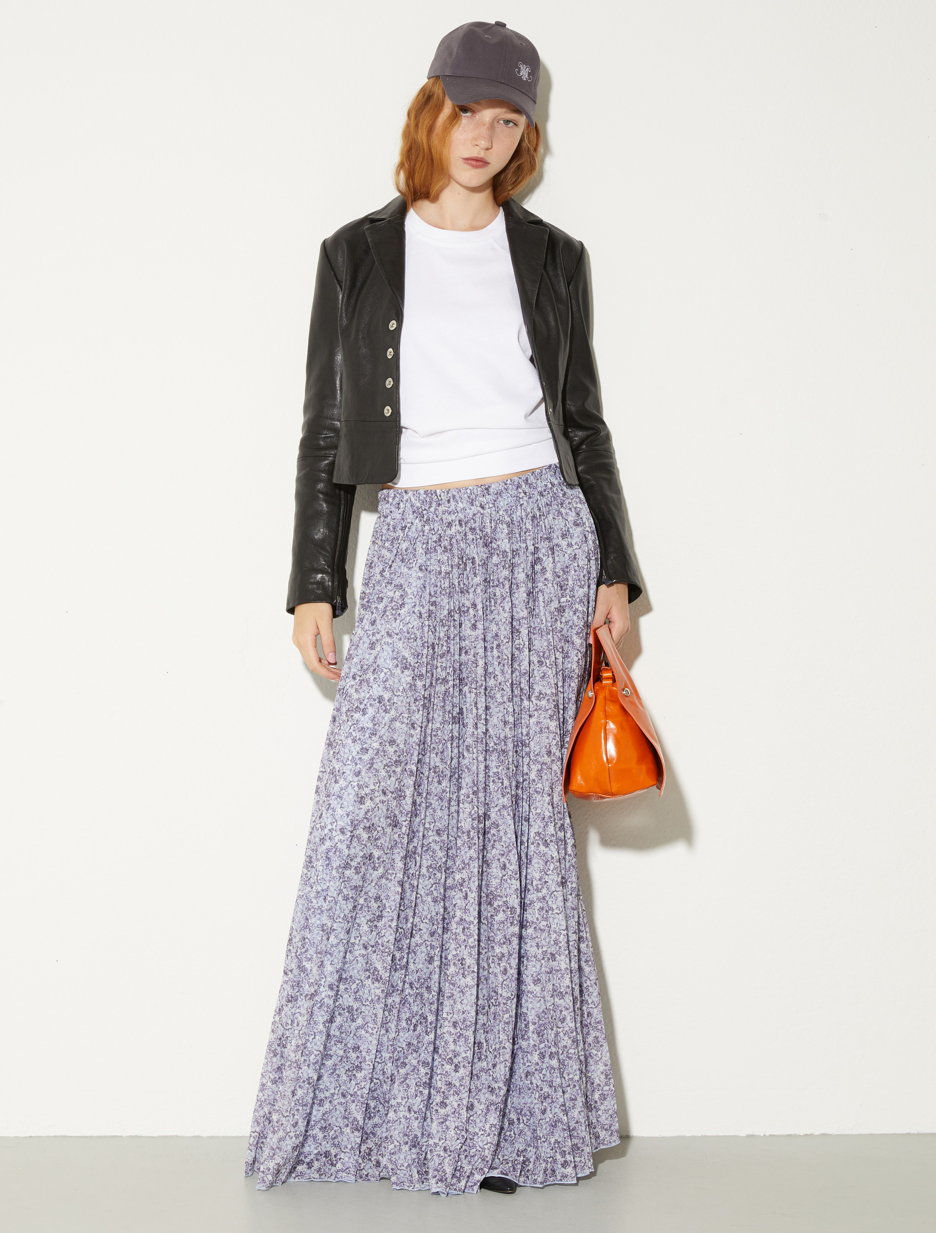 Pleated jersey circle skirt - AUBERGINE - MAX&Co. - 4