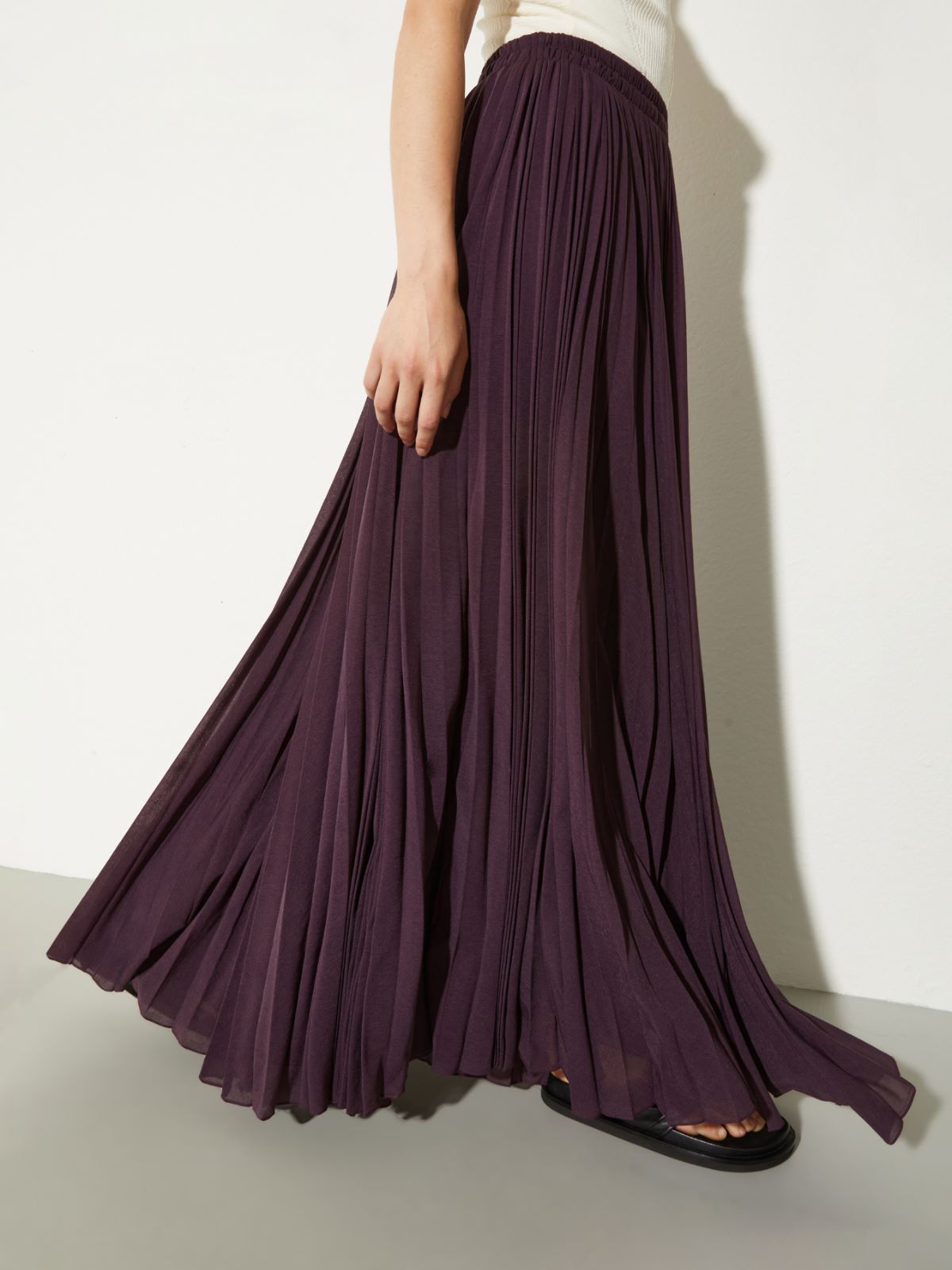 Pleated jersey circle skirt - AUBERGINE - MAX&Co. - 3
