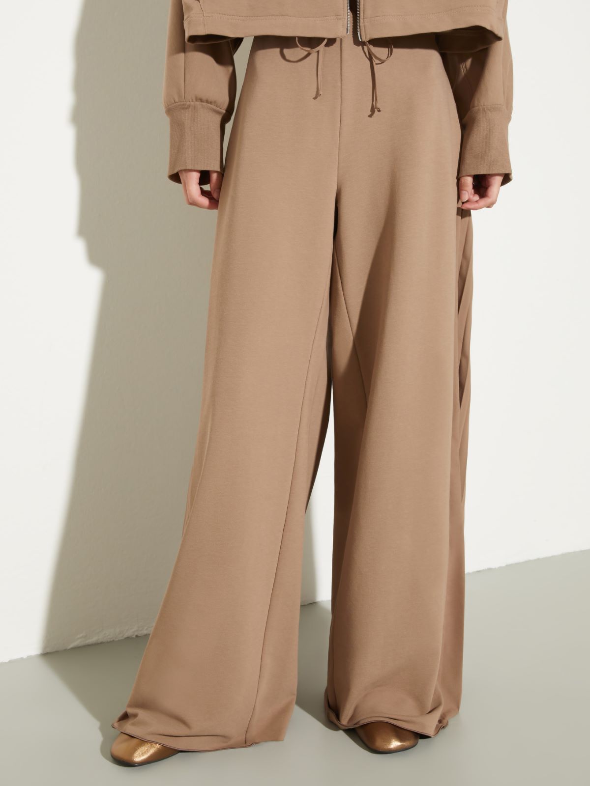 Pleated cotton-fleece joggers - MUD - MAX&Co.