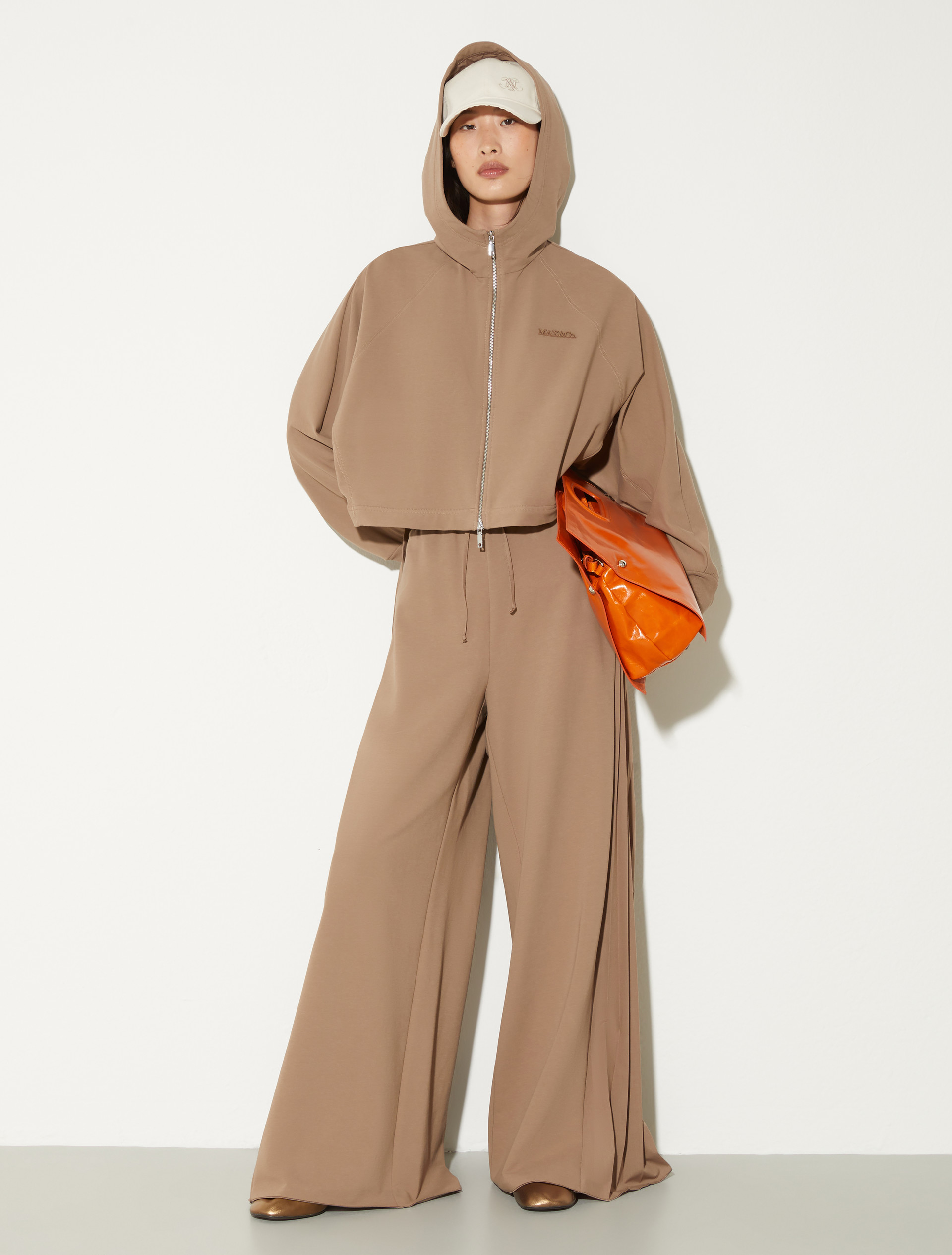 Pleated cotton-fleece joggers - MUD - MAX&Co. - 4