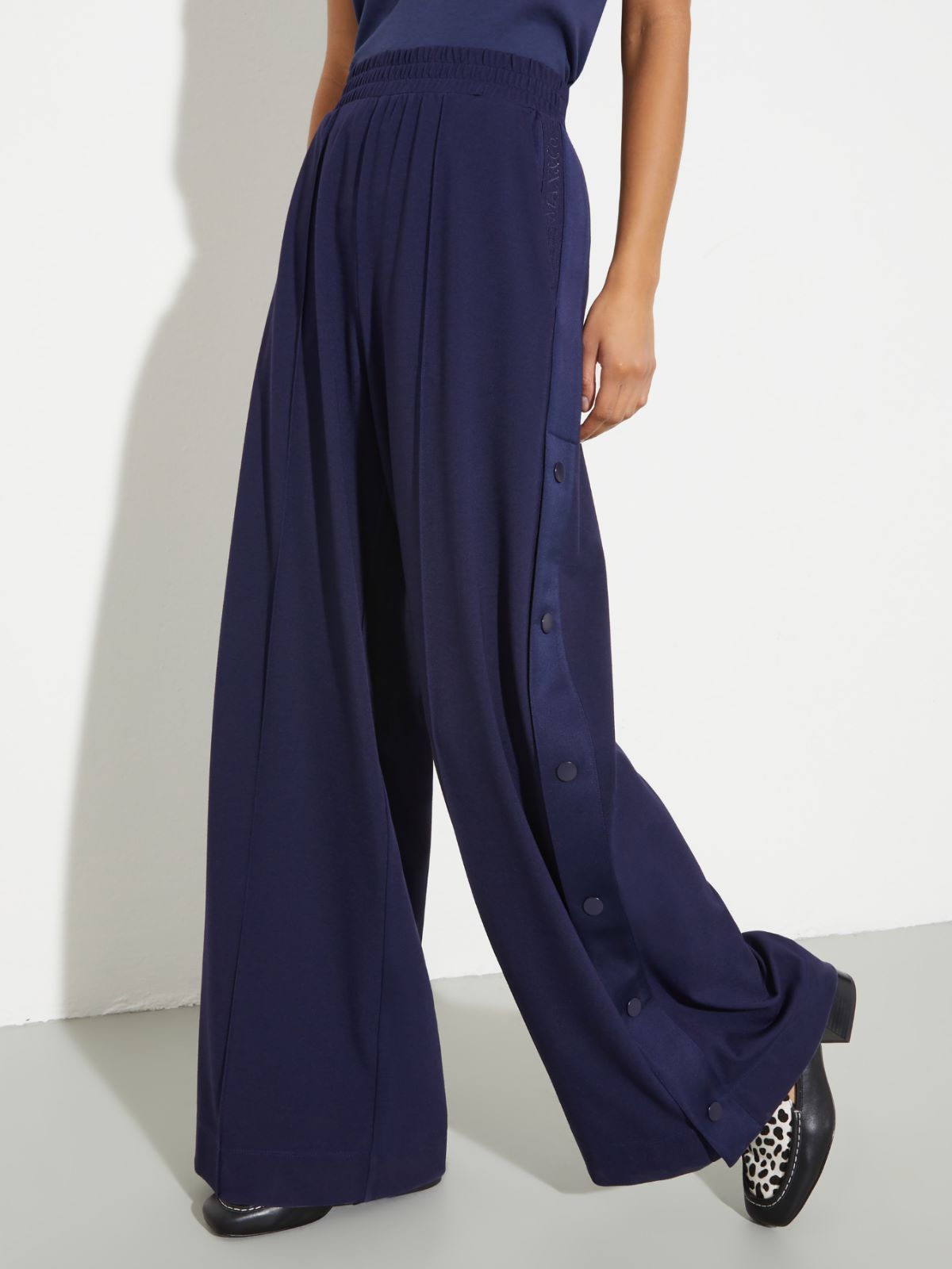 Jersey and satin joggers - NAVY - MAX&Co.