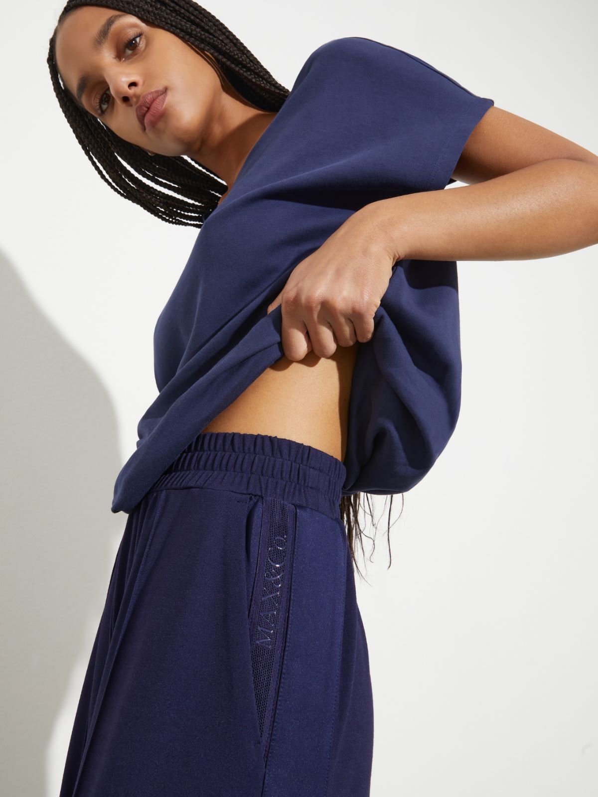 Jersey and satin joggers - NAVY - MAX&Co. - 6