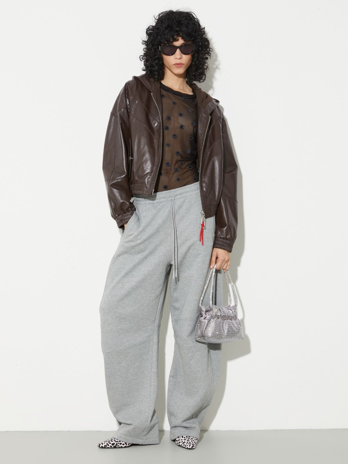 Barrel-leg cotton-fleece joggers, melange grey | MAX&Co. Barrel-leg cotton-fleece joggers - MELANGE GREY - MAX&Co. - 4