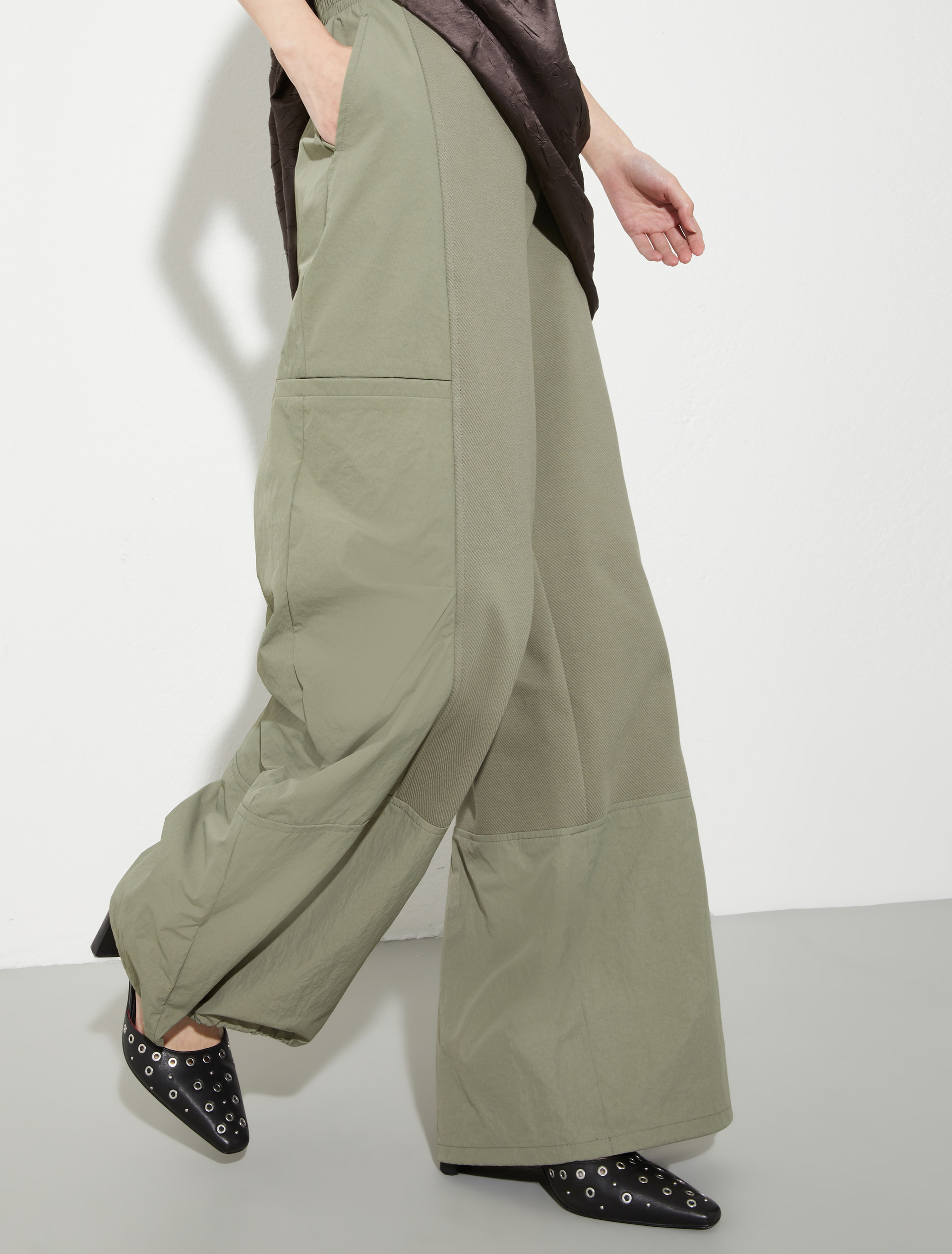 Cotton-jersey and nylon joggers, sage | MAX&Co. Cotton-jersey and nylon joggers - SAGE - MAX&Co. - 3