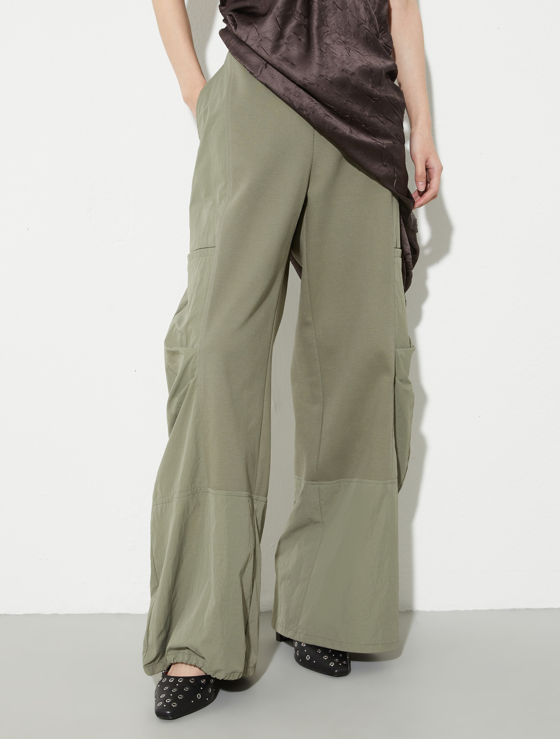 Cotton-jersey and nylon joggers, sage | MAX&Co. Cotton-jersey and nylon joggers - SAGE - MAX&Co.