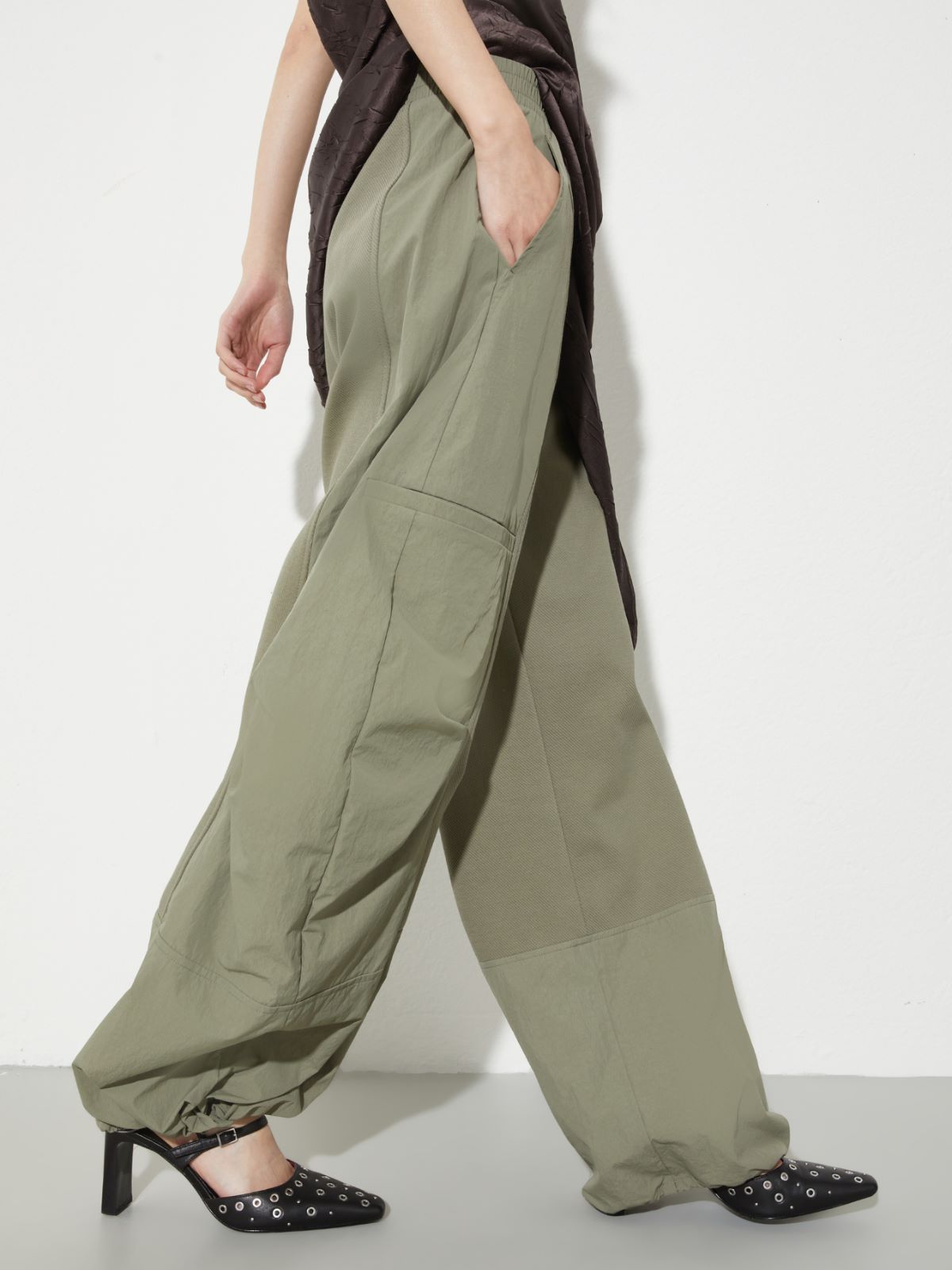 Cotton-jersey and nylon joggers, sage | MAX&Co. Cotton-jersey and nylon joggers - SAGE - MAX&Co. - 6