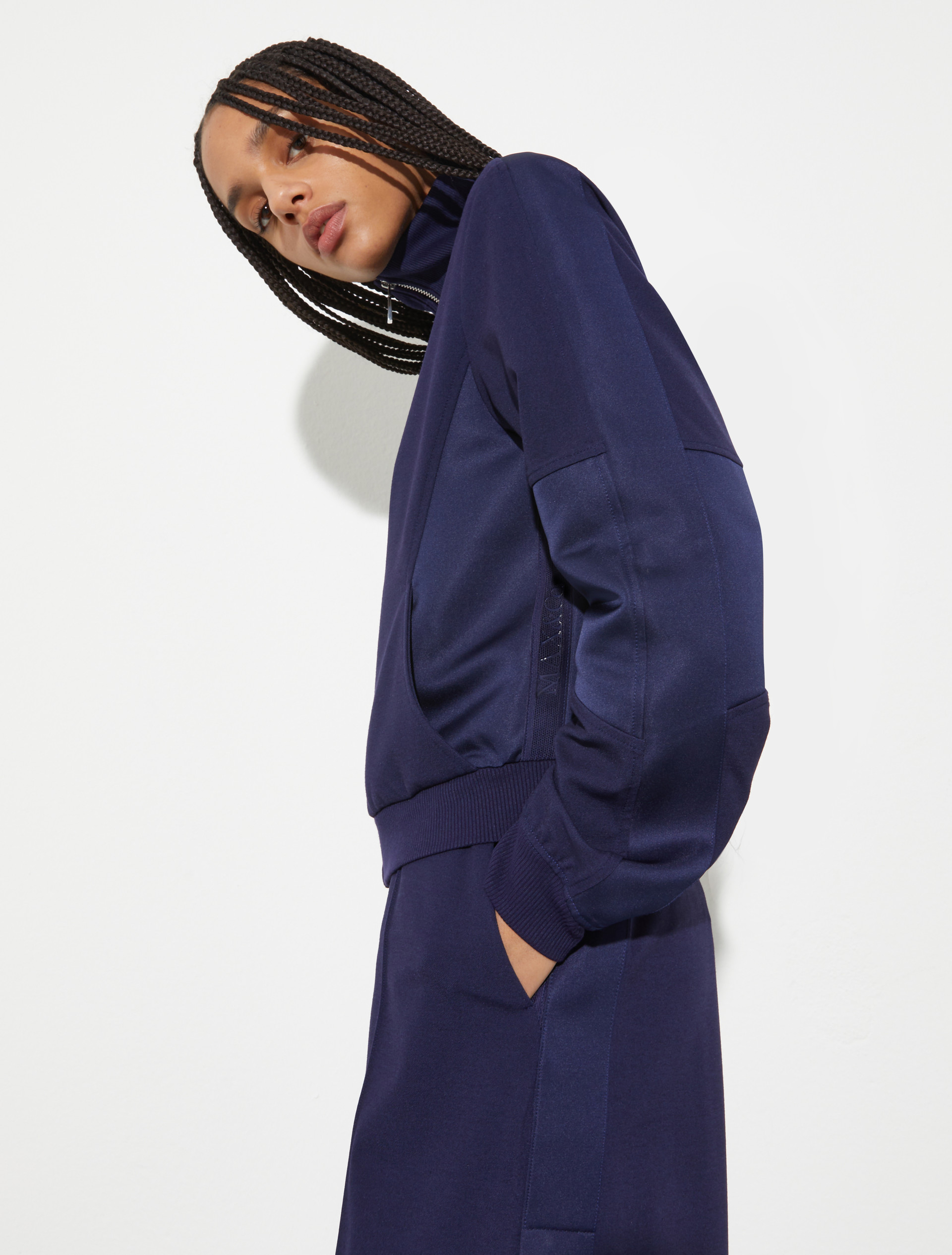 Jersey and satin jacket, navy | MAX&Co. Jersey and satin jacket - NAVY - MAX&Co. - 3