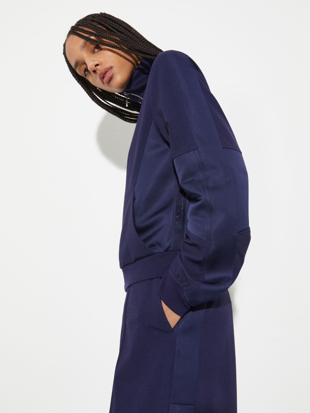 Jersey and satin jacket, navy | MAX&Co. Jersey and satin jacket - NAVY - MAX&Co. - 3