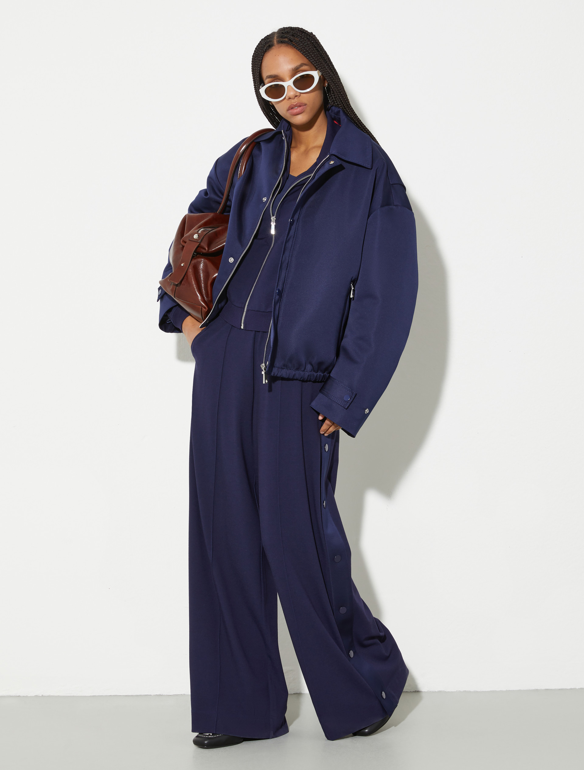 Jersey and satin jacket, navy | MAX&Co. Jersey and satin jacket - NAVY - MAX&Co. - 4