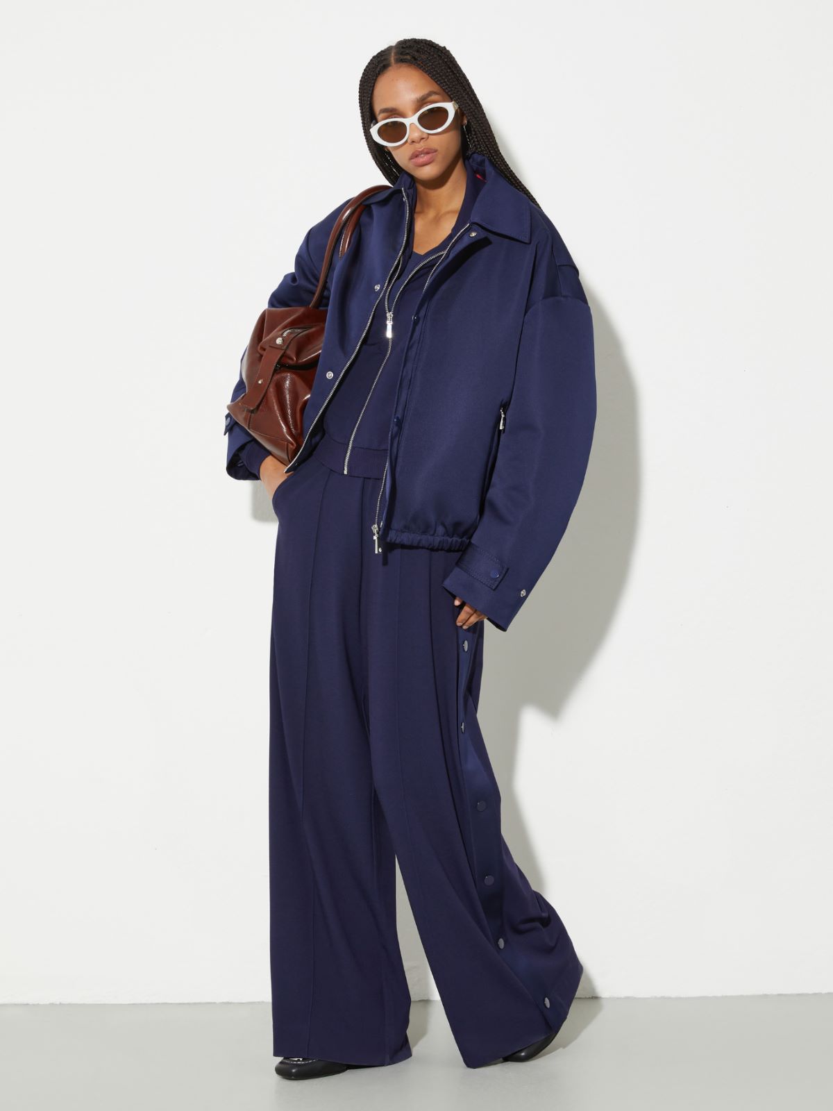 Jersey and satin jacket, navy | MAX&Co. Jersey and satin jacket - NAVY - MAX&Co. - 4