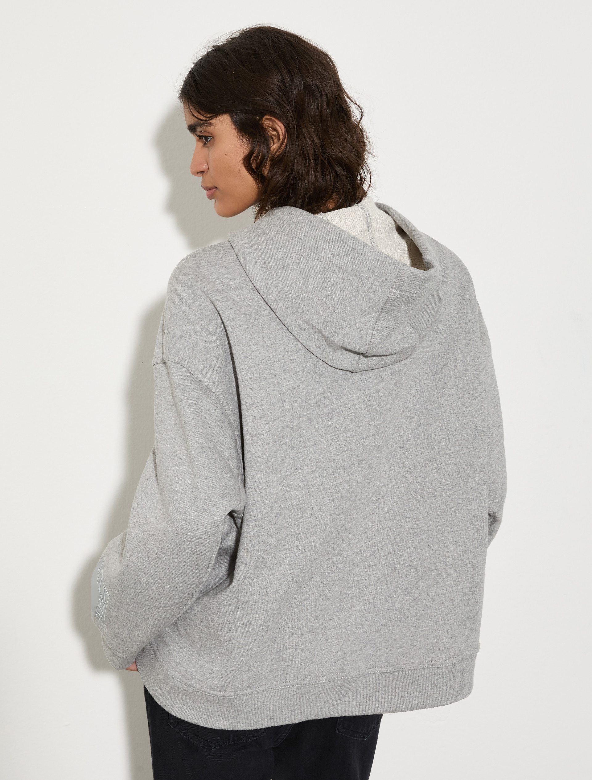 Oversized cotton-fleece hoodie, melange grey | MAX&Co. Oversized cotton-fleece hoodie - MELANGE GREY - MAX&Co. - 2