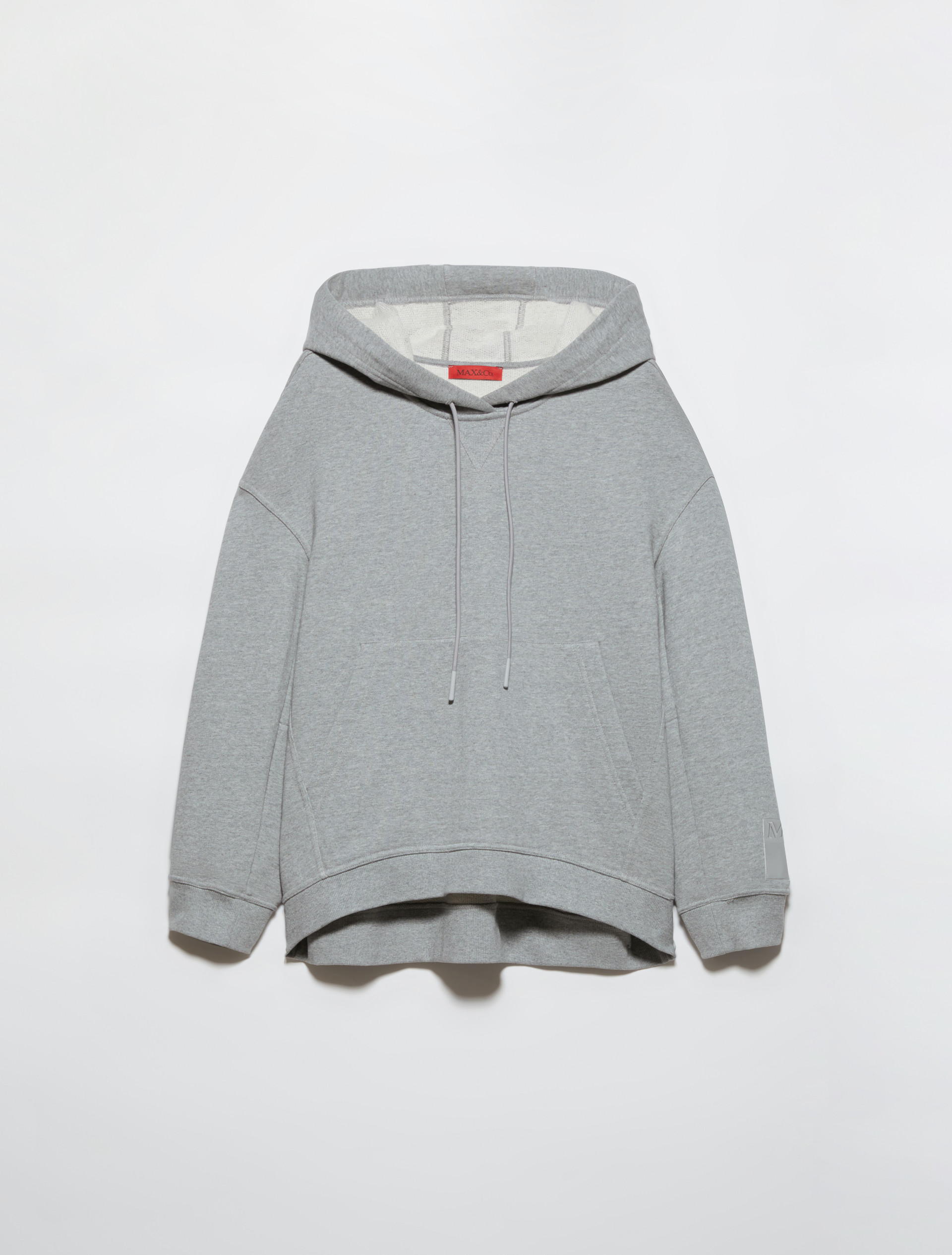 Oversized cotton-fleece hoodie, melange grey | MAX&Co. Oversized cotton-fleece hoodie - MELANGE GREY - MAX&Co. - 5