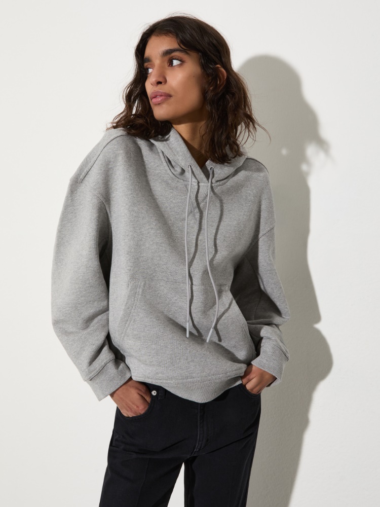 Oversized cotton-fleece hoodie Oversized cotton-fleece hoodie - MELANGE GREY - MAX&Co.