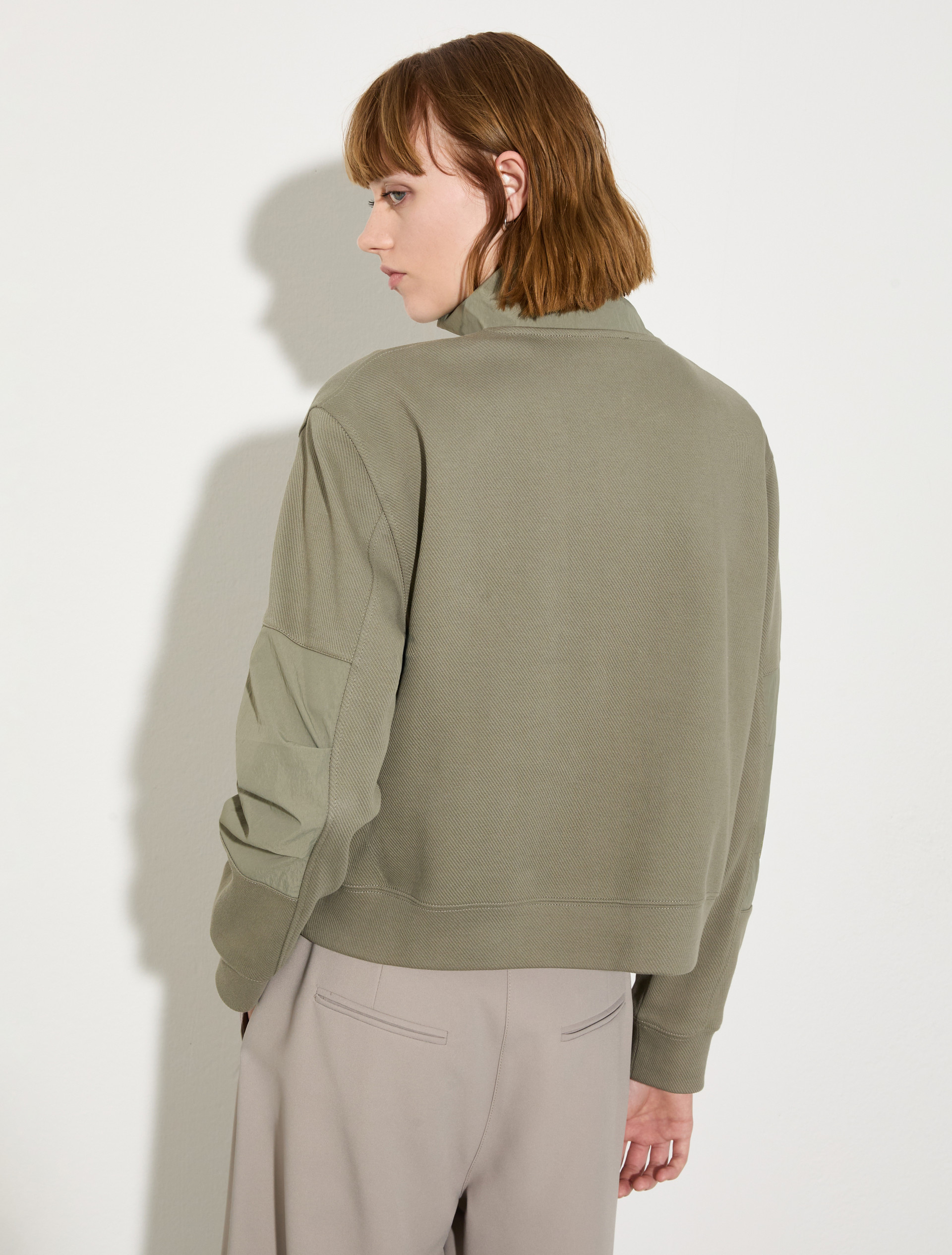 Jersey and nylon sweatshirt, sage | MAX&Co. Jersey and nylon sweatshirt - SAGE - MAX&Co. - 2