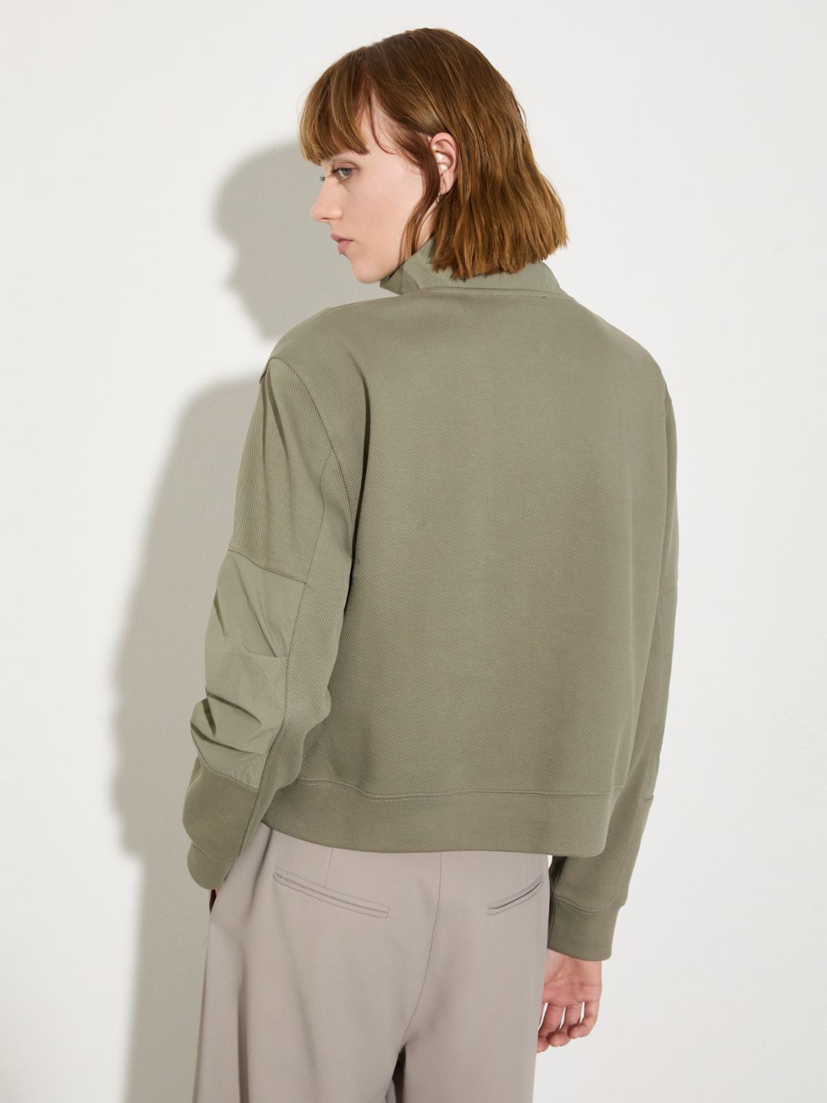 Jersey and nylon sweatshirt, sage | MAX&Co. Jersey and nylon sweatshirt - SAGE - MAX&Co. - 2