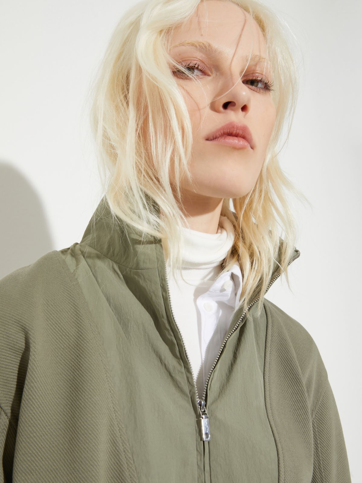 Jersey and nylon sweatshirt - SAGE - MAX&Co. - 2