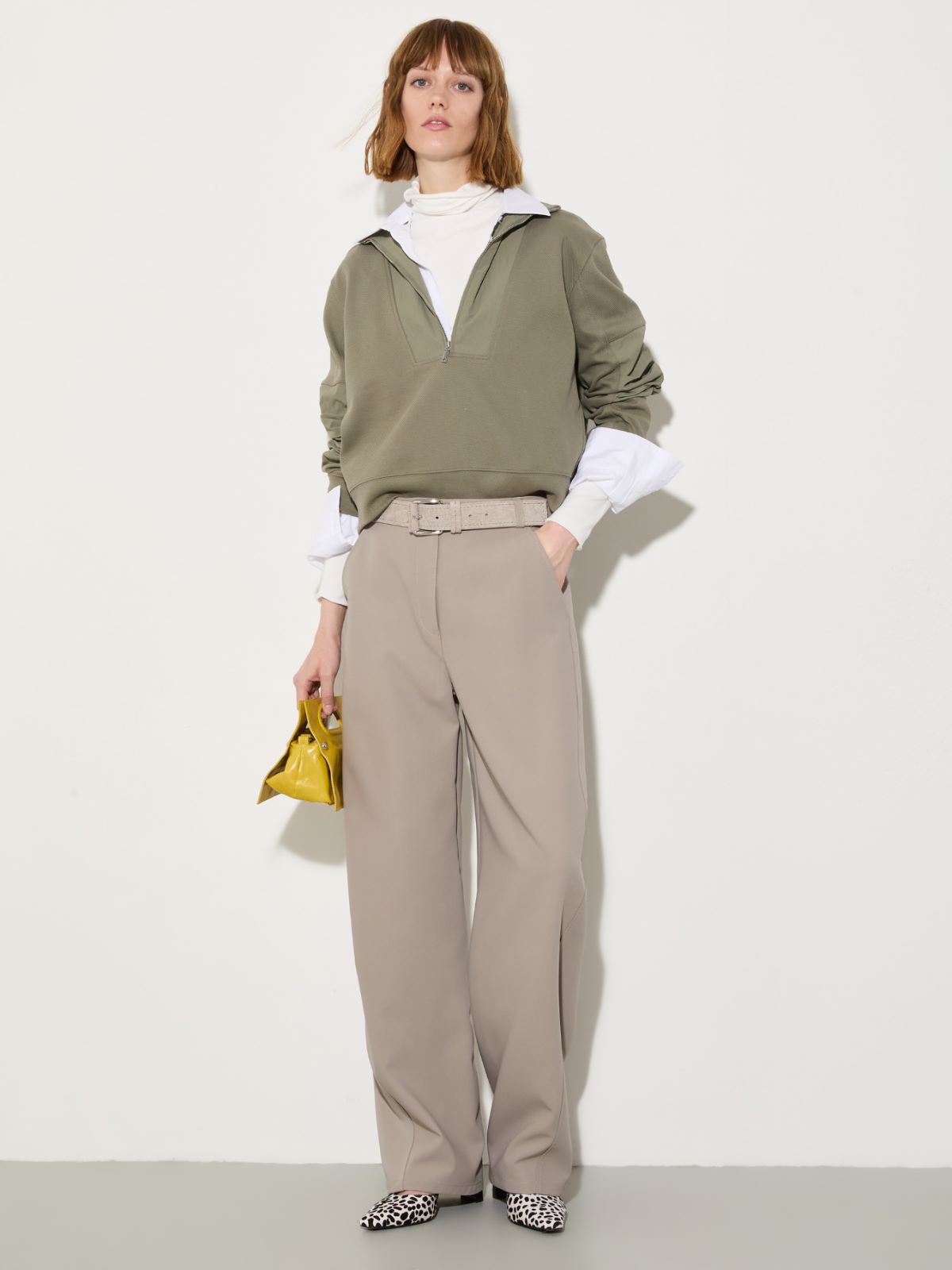 Jersey and nylon sweatshirt - SAGE - MAX&Co. - 3