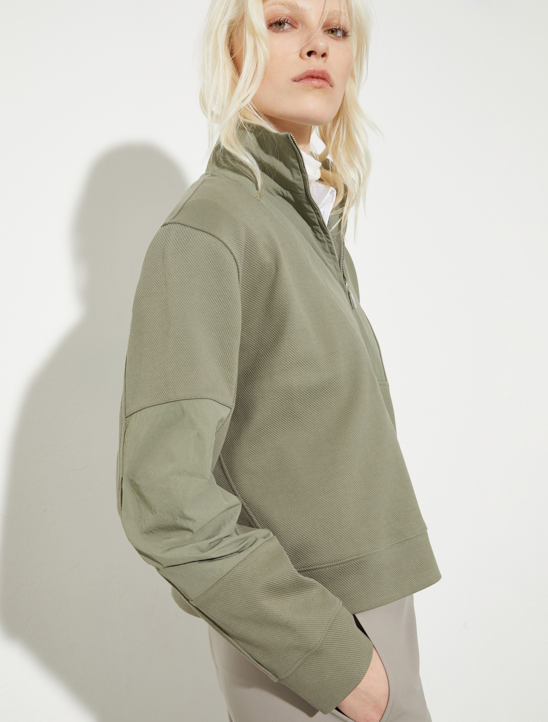 Jersey and nylon sweatshirt - SAGE - MAX&Co. - 5