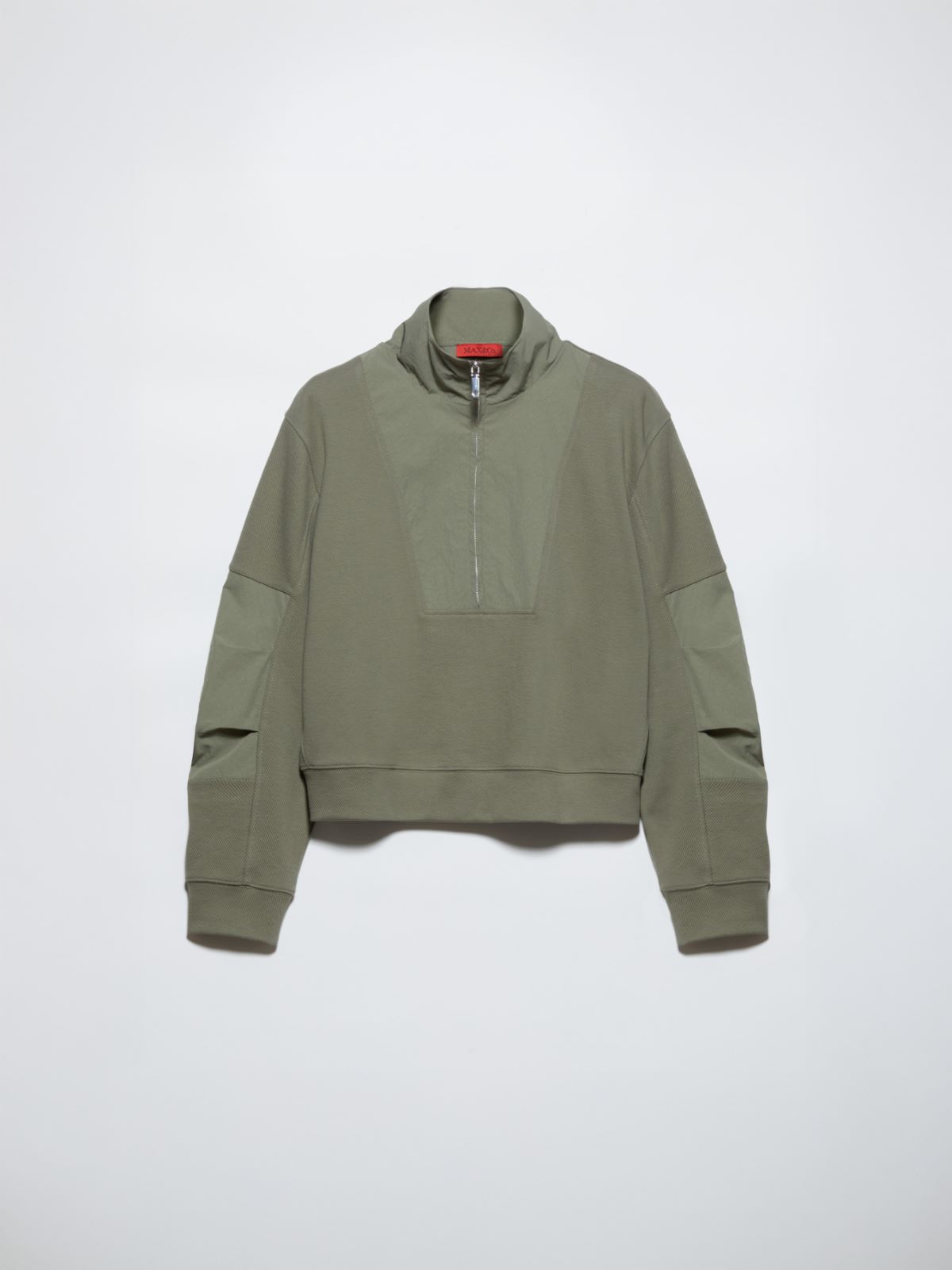 Jersey and nylon sweatshirt - SAGE - MAX&Co. - 4