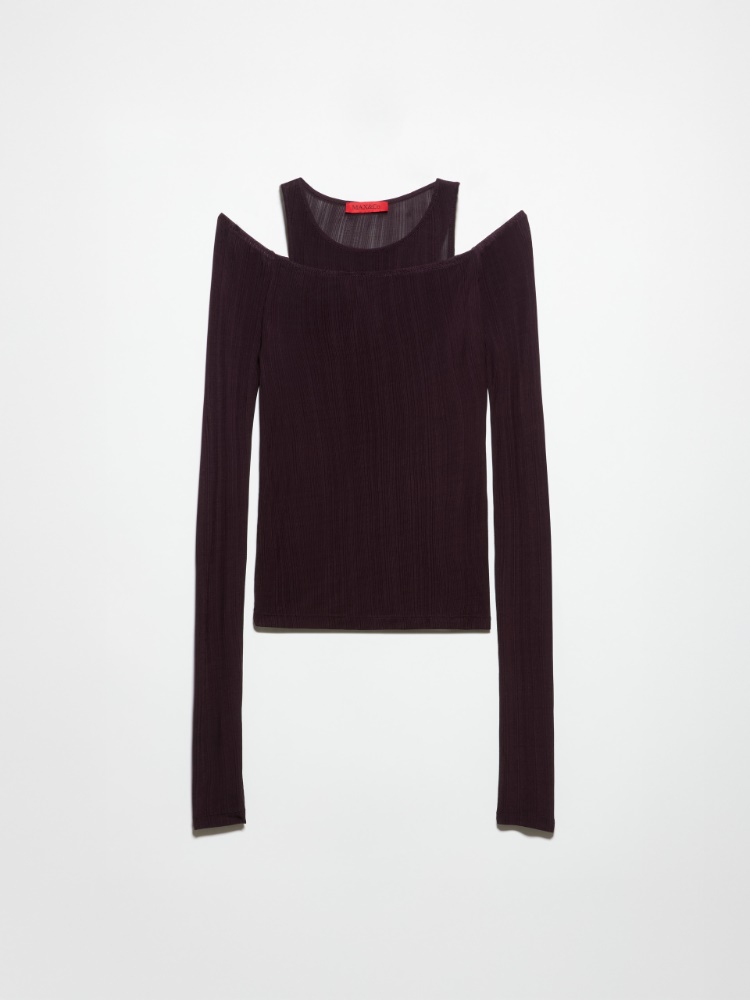 Fine rib-knit jersey twin set - AUBERGINE - MAX&Co.