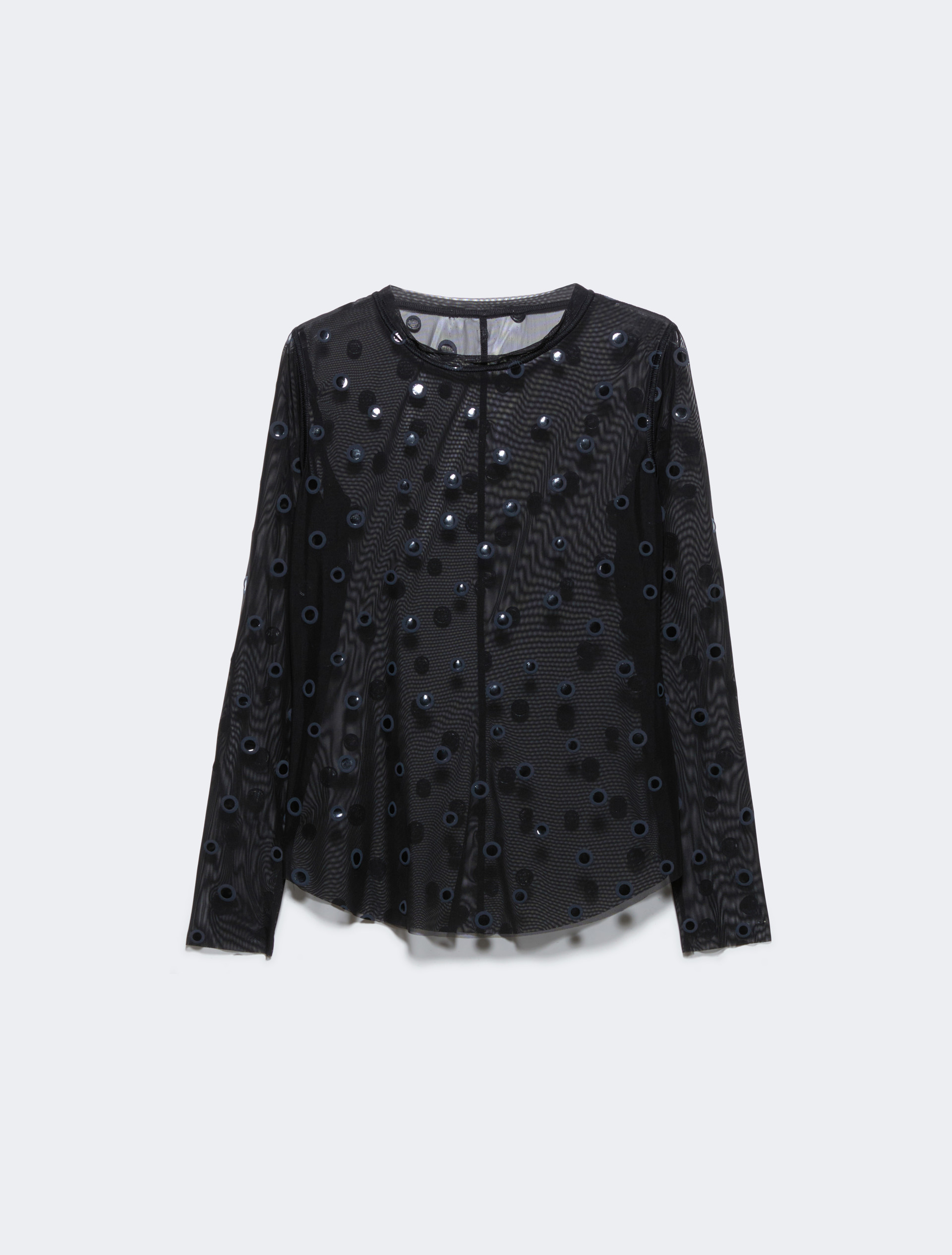 Polka-dot tulle-jersey T-shirt - BLACK - MAX&Co. - 5
