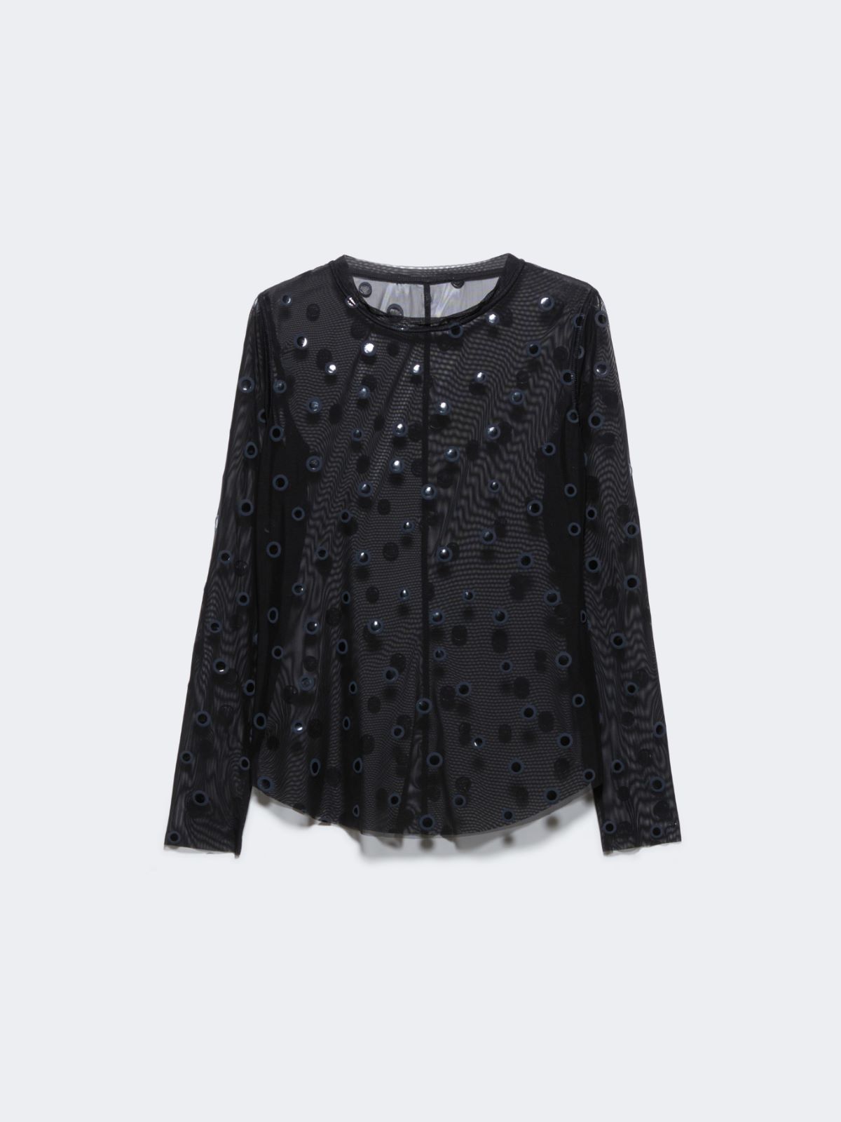 Polka-dot tulle-jersey T-shirt - BLACK - MAX&Co. - 5