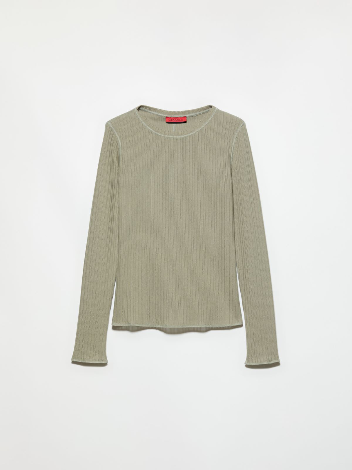 Open-knit ribbed T-shirt - SAGE - MAX&Co. - 5